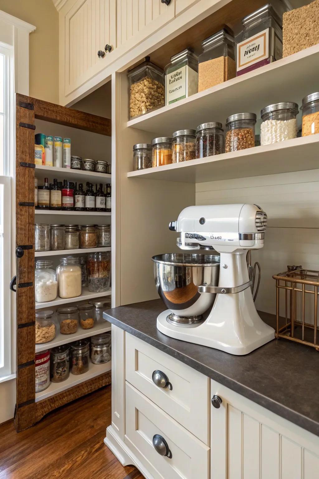 Out of sight: A pantry nook for infrequent mixer use