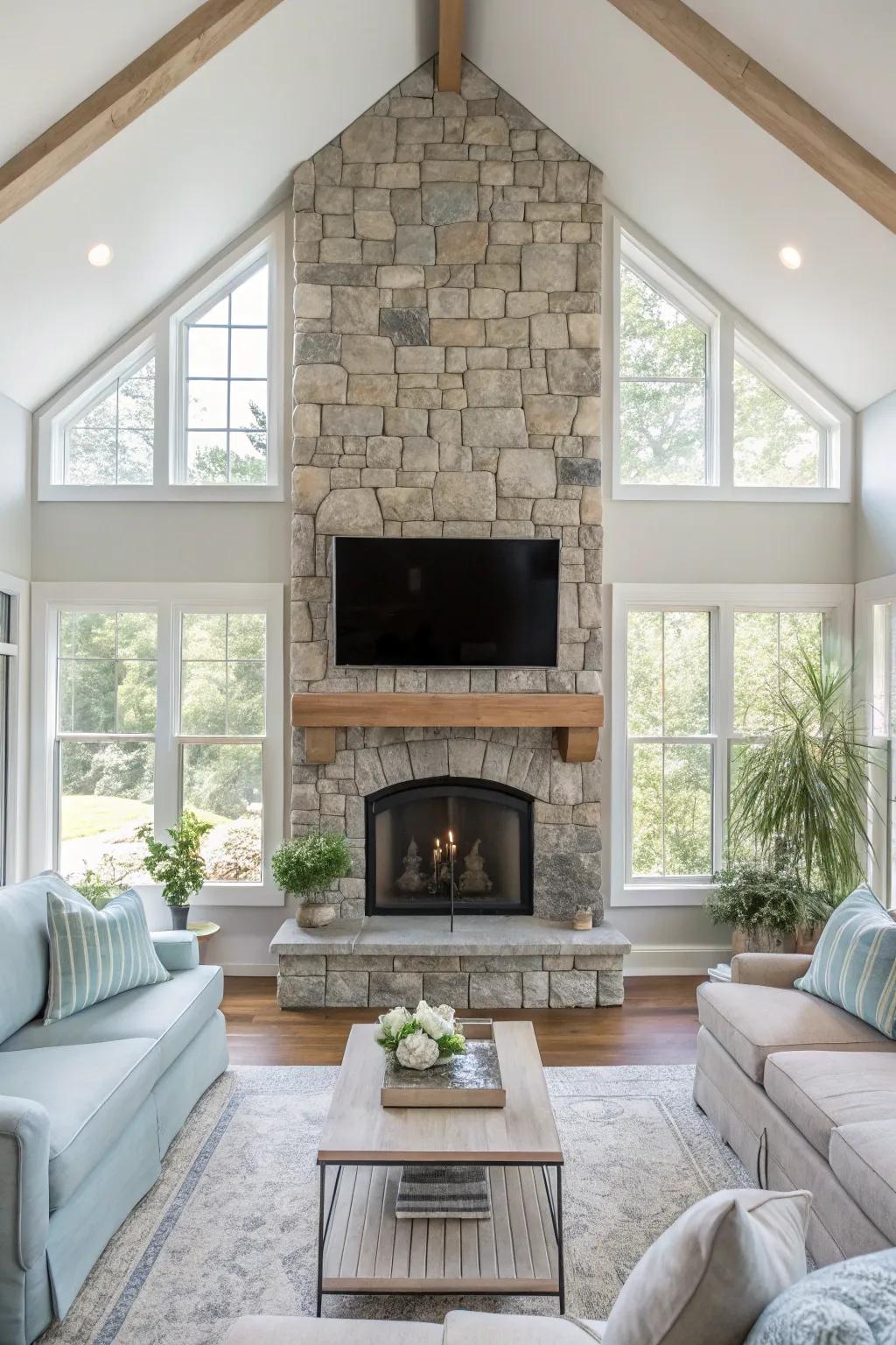 Saturate your stone hearth within inherent illumination for a radiant and ventilated living chamber ambiance.