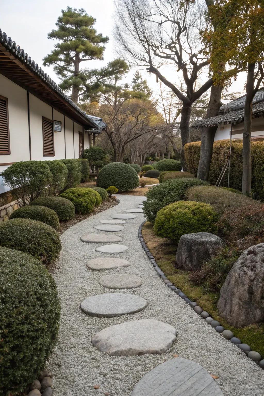 A Contemplative garden trail cultivates a sensation of peace and calm.