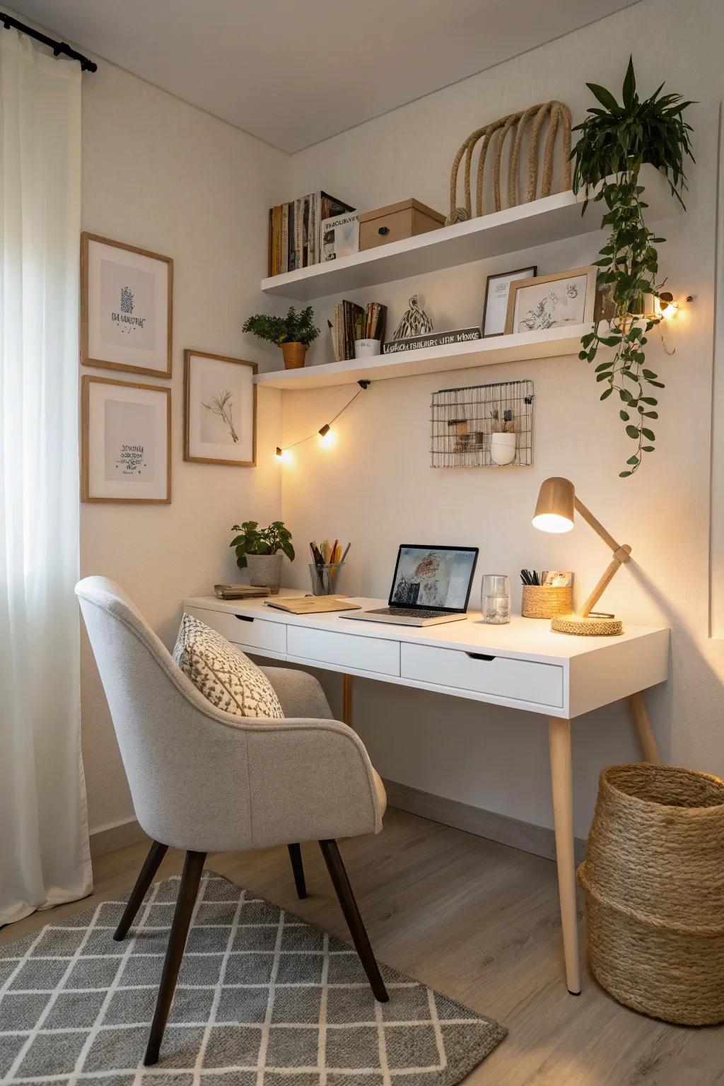 Soft colors create a calm and open feel.