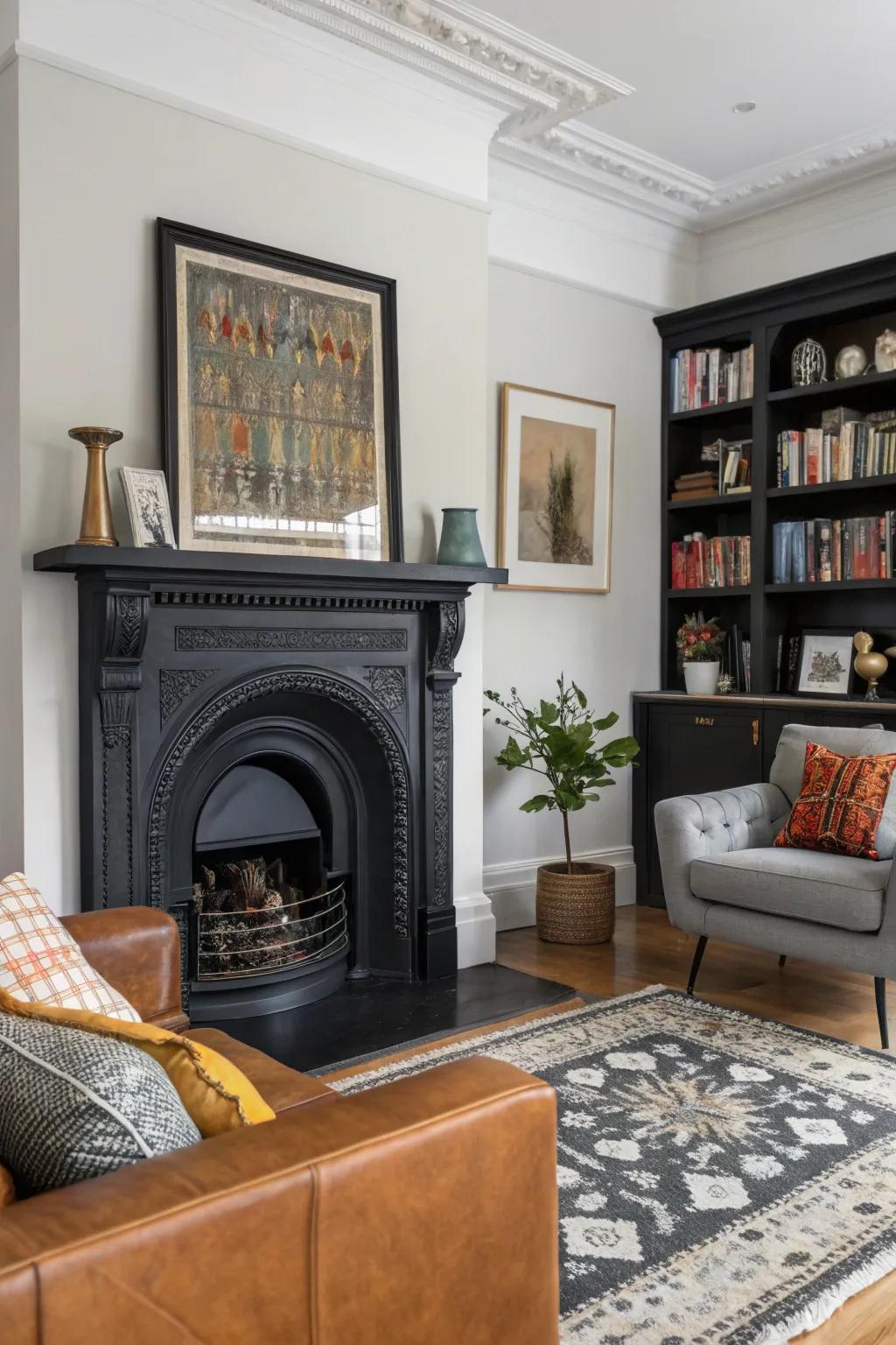 A subdued charcoal fire surround unites aesthetics.