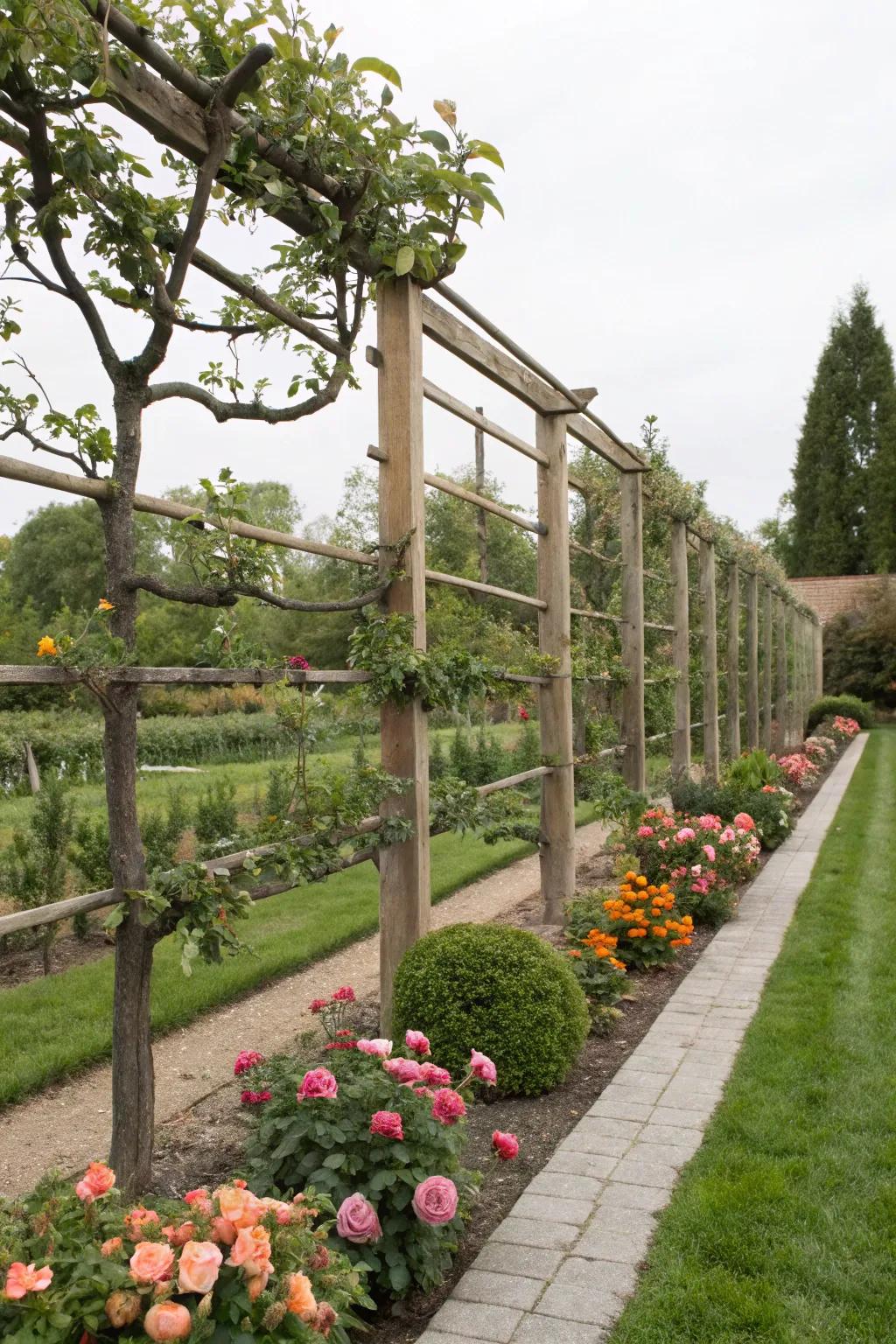 Blend beauty with bounty through espalier designs.