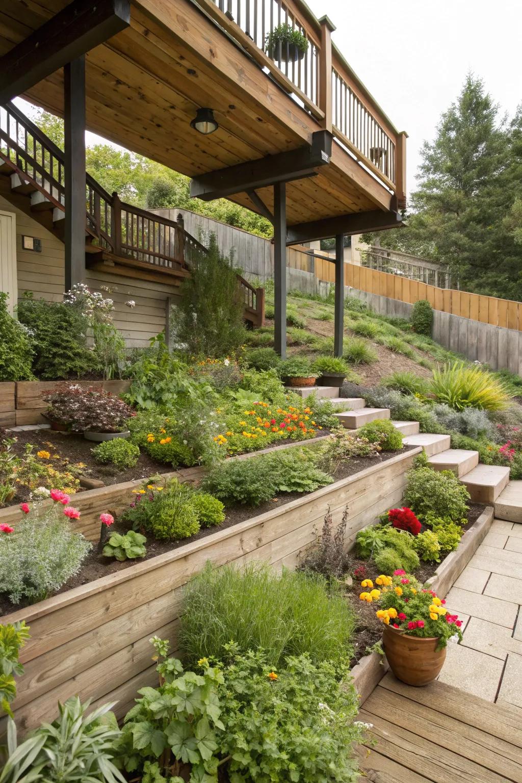 Craft levels of beauty with terraced planting zones.