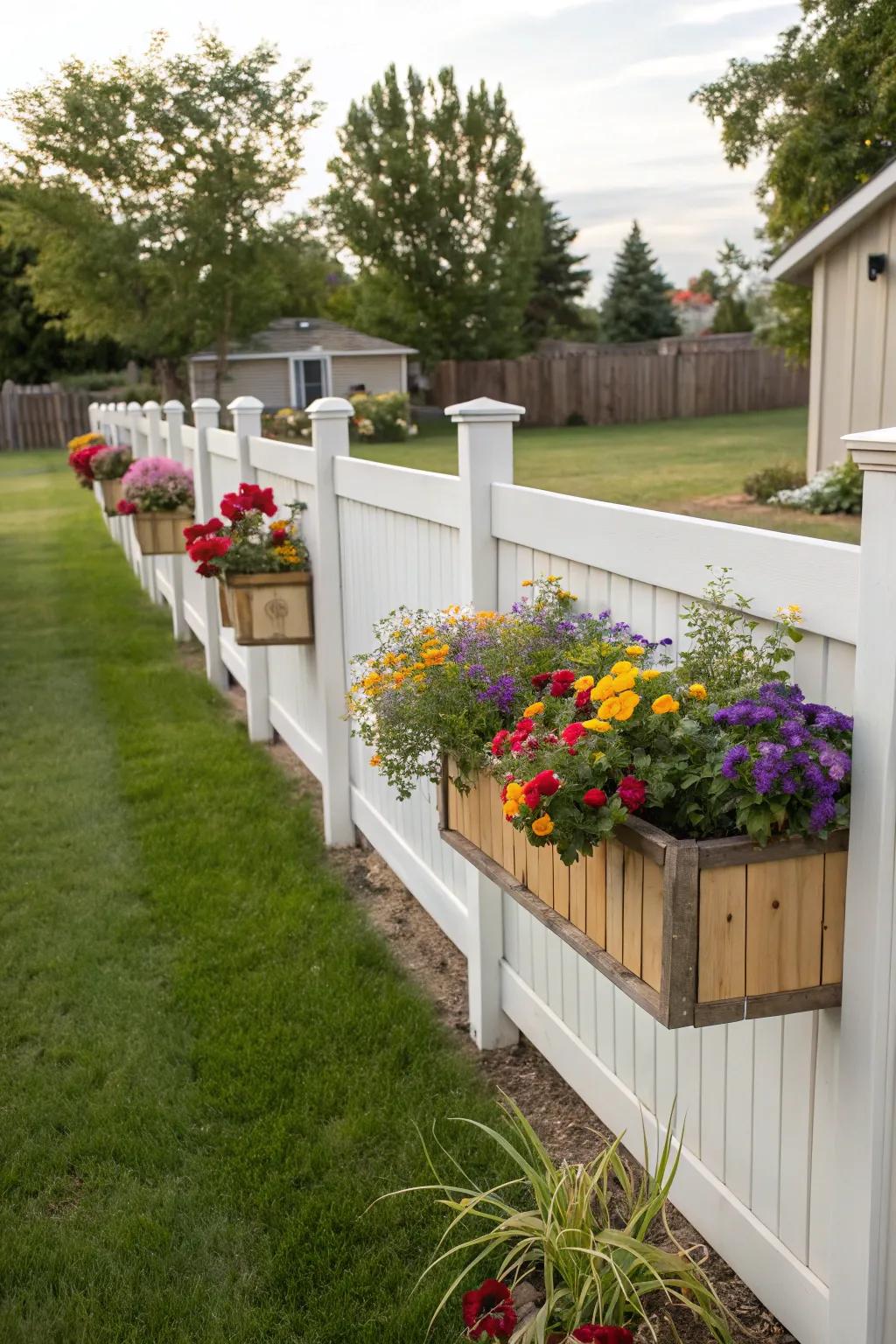 Boxes integrated into fences enliven gardens.