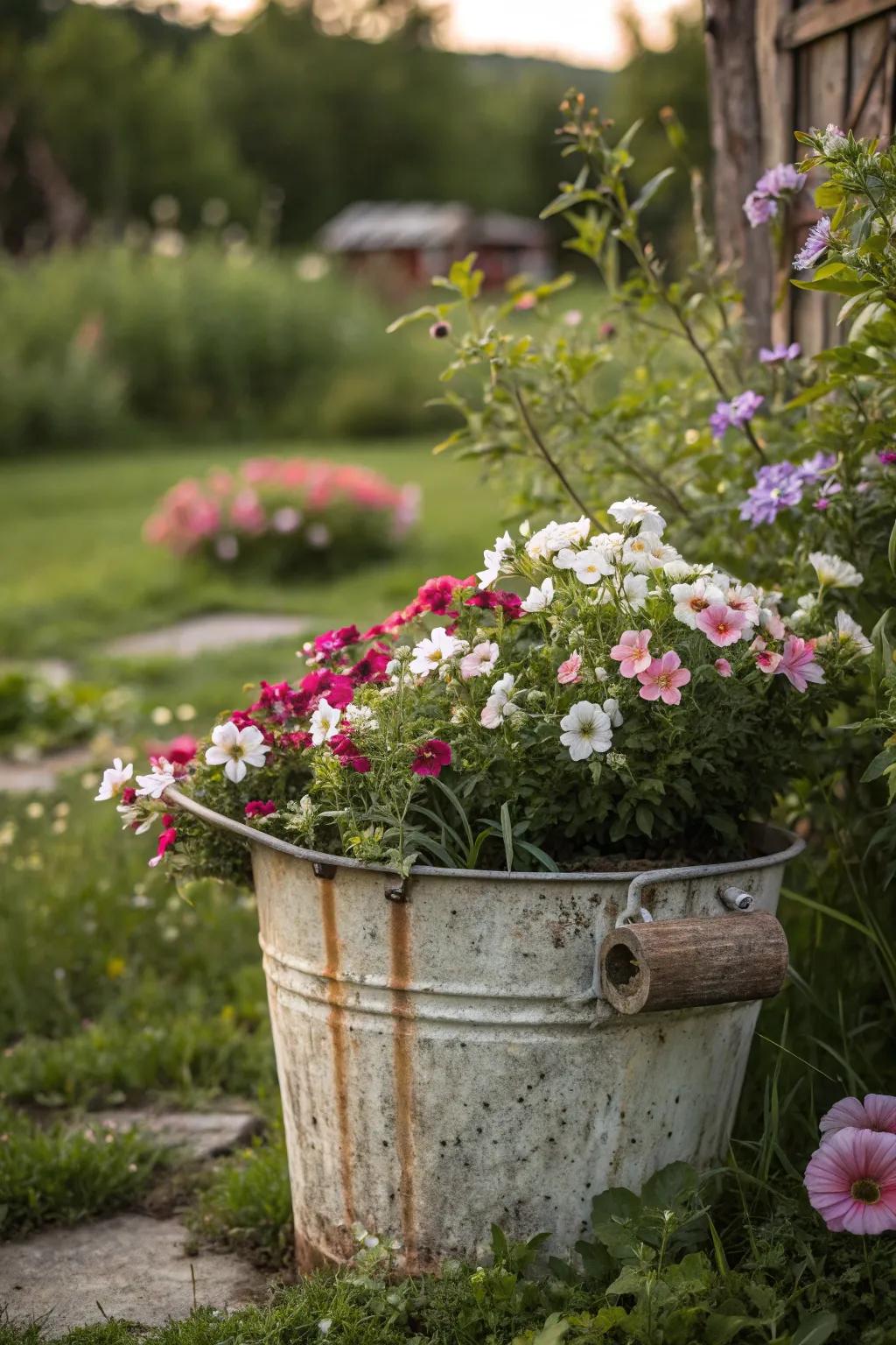 Turn unexpected items into eye-catching planters.