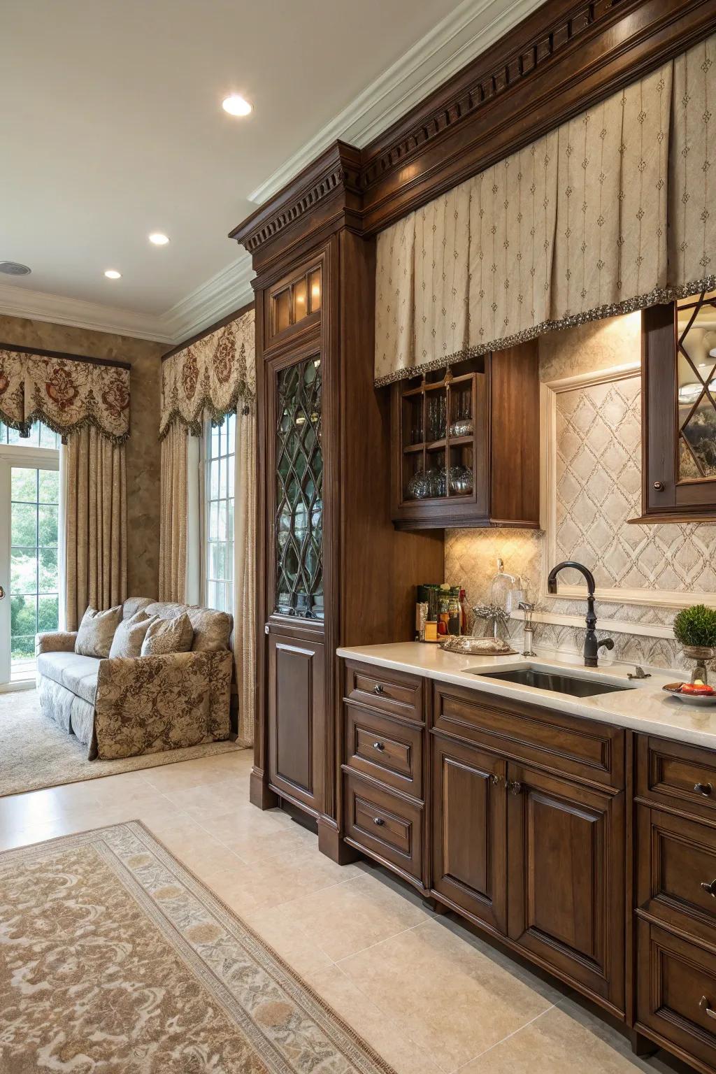 Add texture with textiles in your wainscoting design