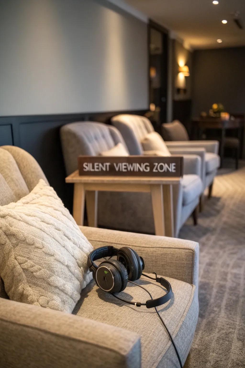 A silent viewing zone respects everyone's viewing preferences.