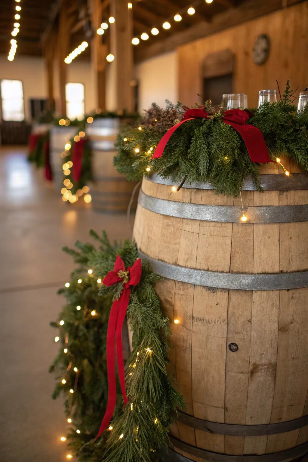 A versatile cask display featuring holiday-inspired lights for any occasion.