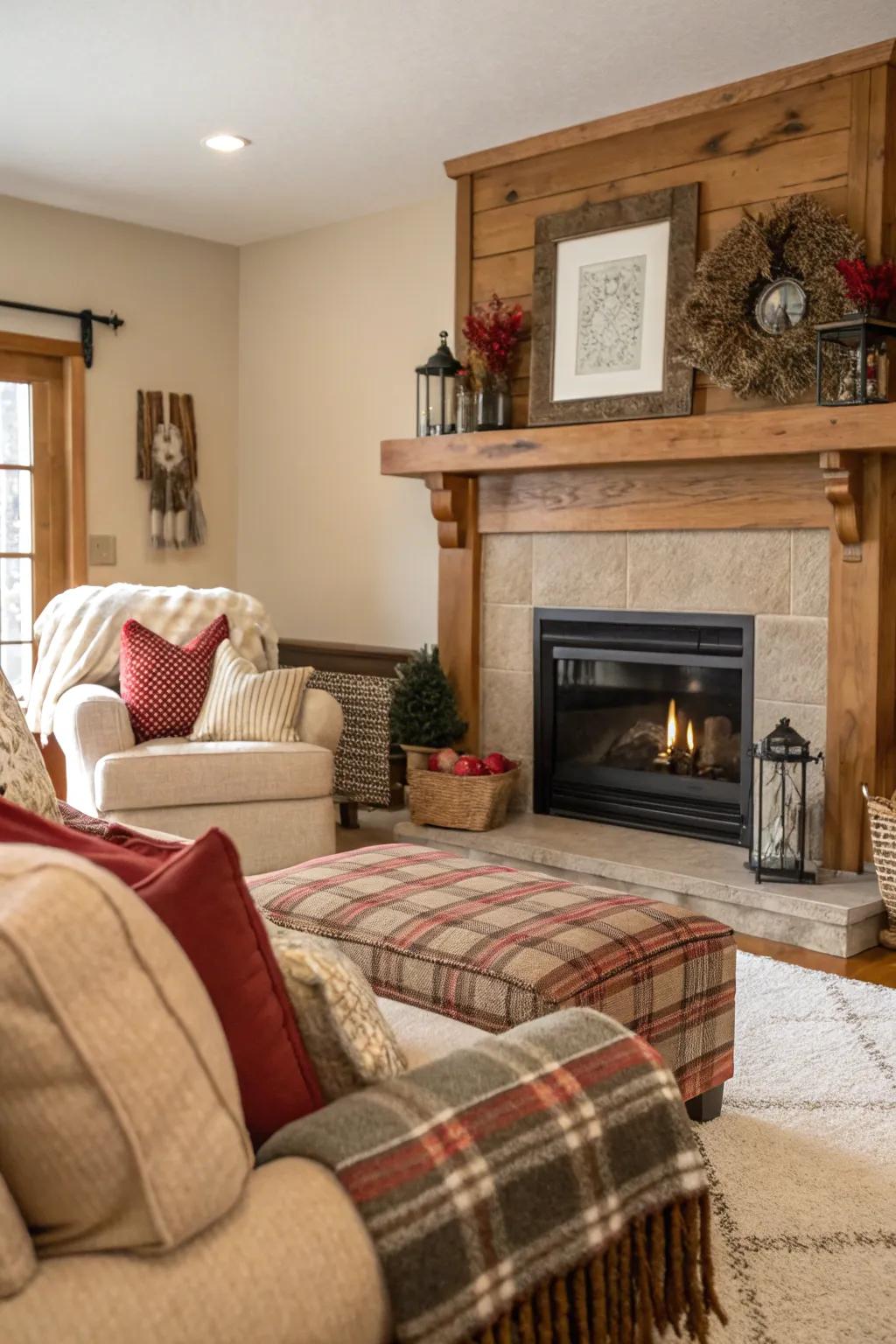 Transform your space into a cozy retreat with a wood mantel.