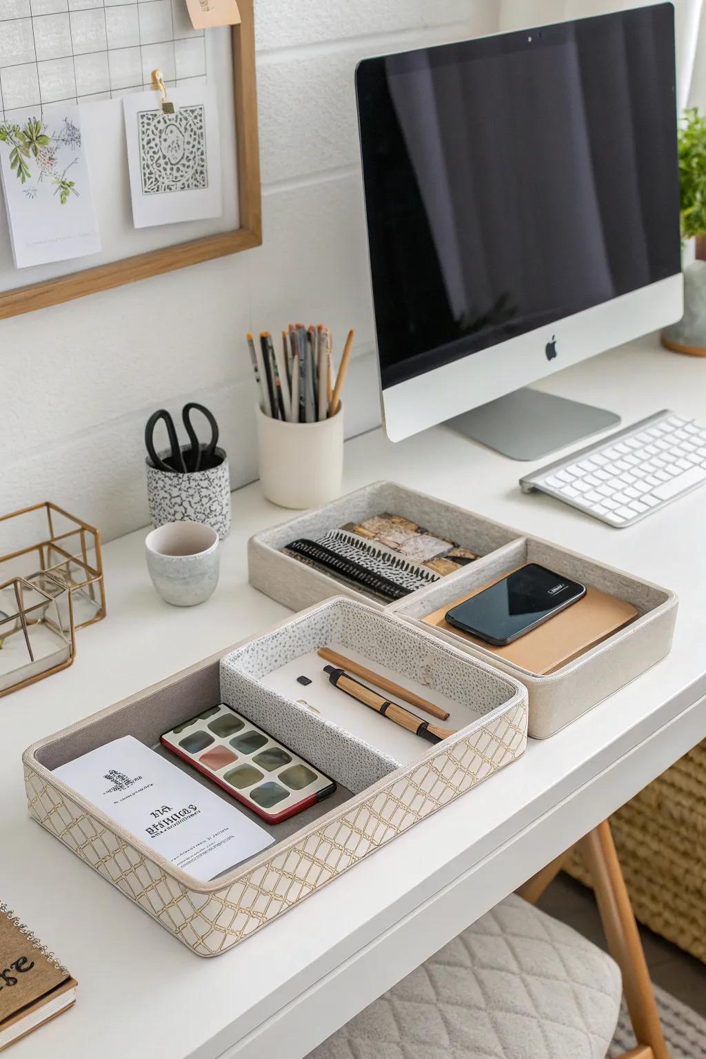 An organized desk is the cornerstone of productivity.