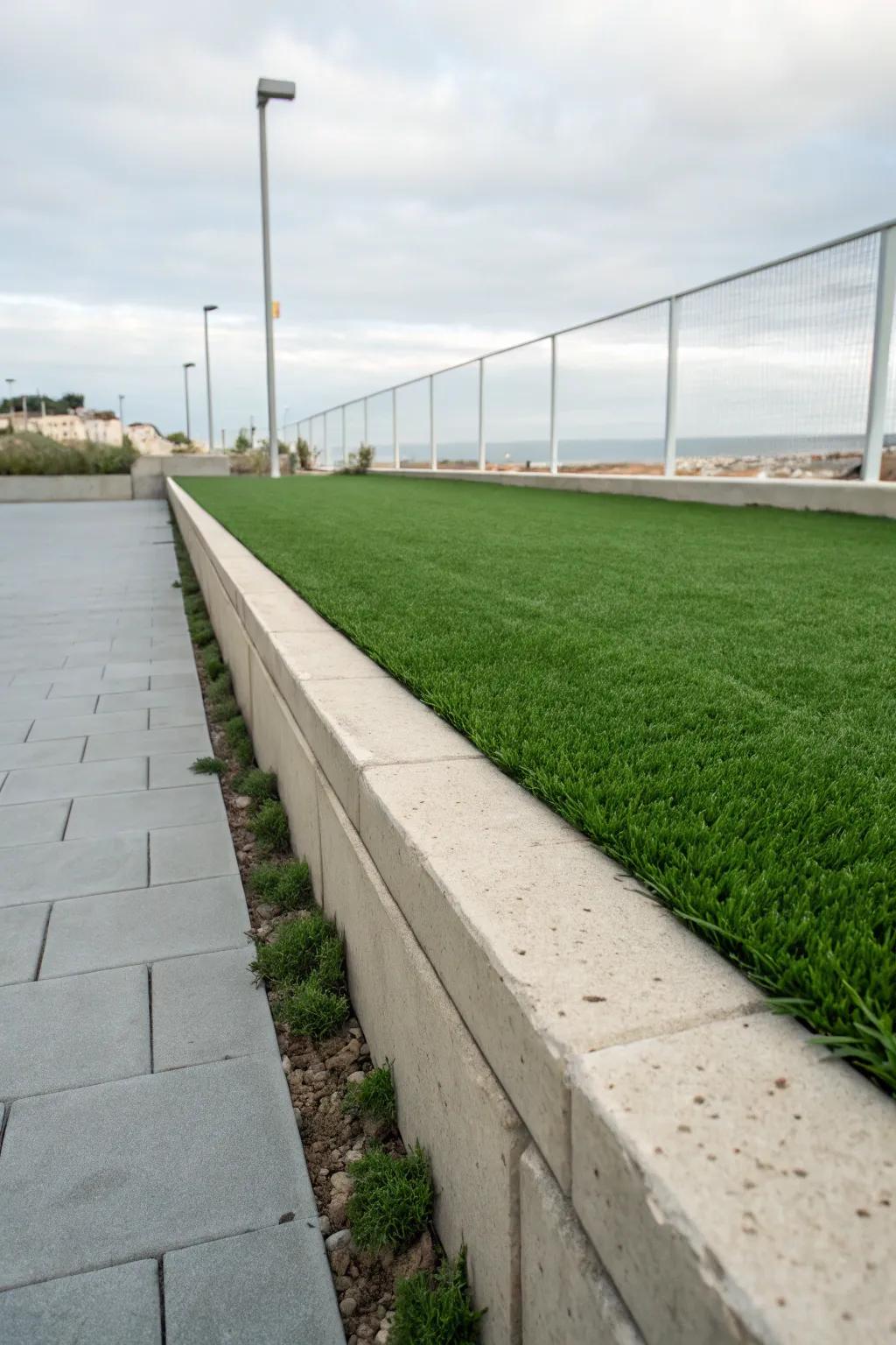 Concrete curbing gives a polished finish to lawns.