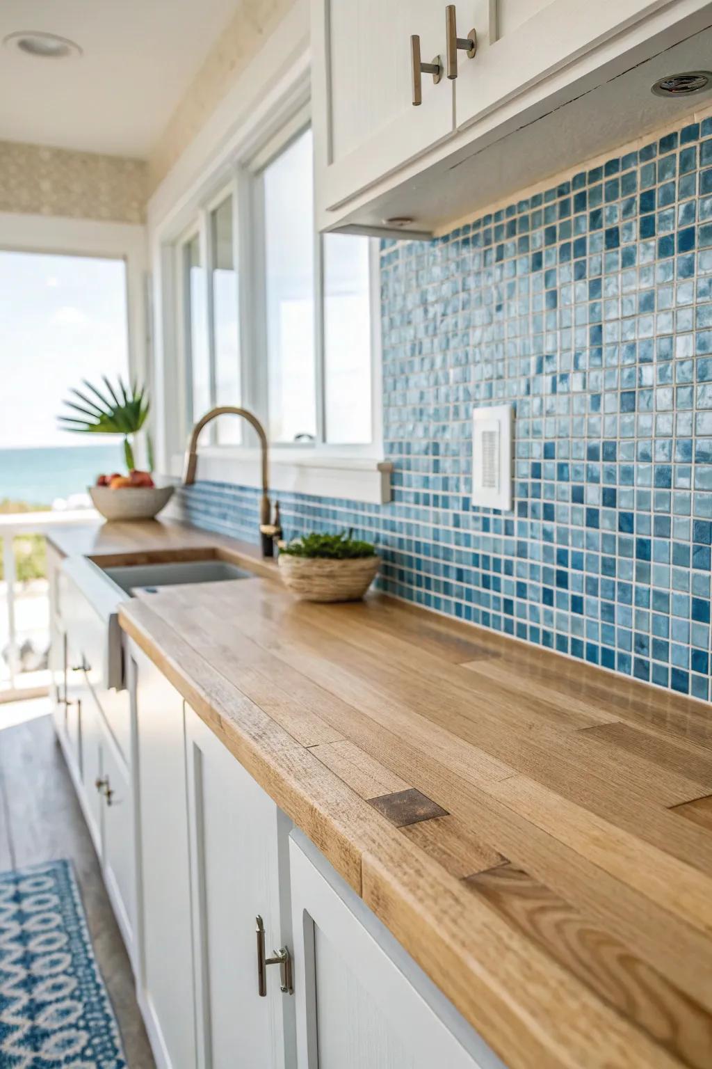Capture coastal quiet with a sea shade pattern wall covering.