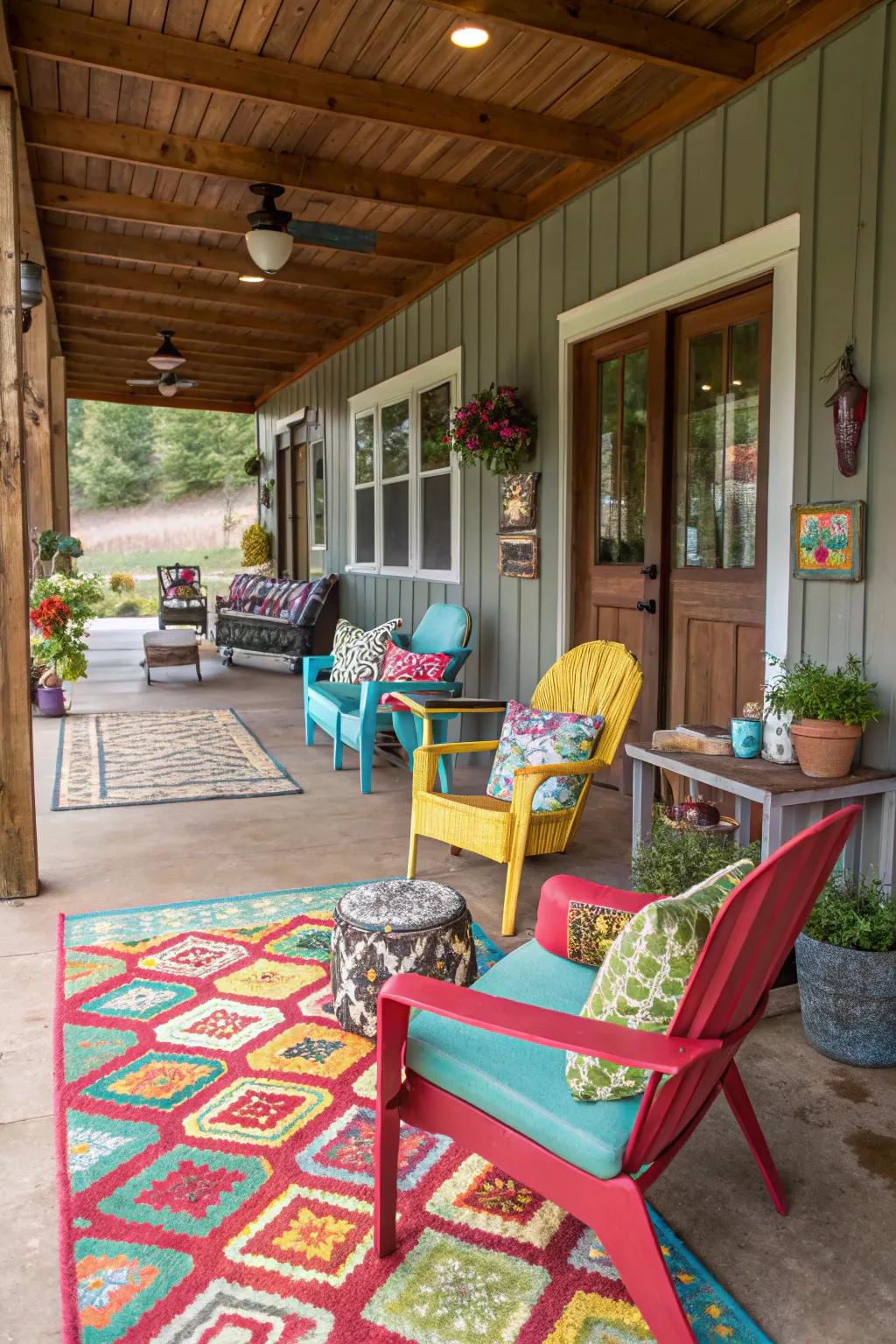 An eclectic mix of styles infuses personality into your porch.