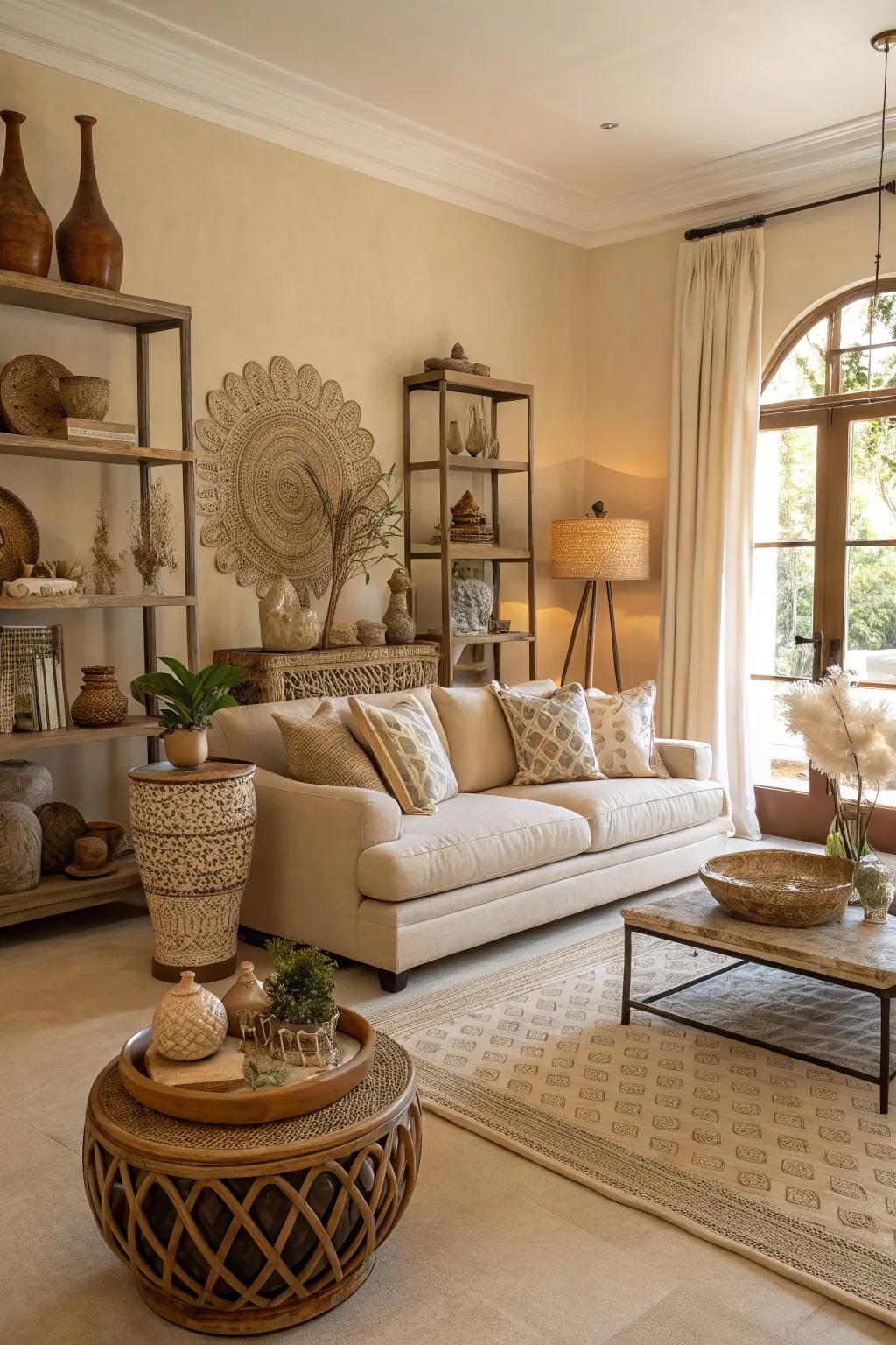 Refined accessories amplify the room's allure.