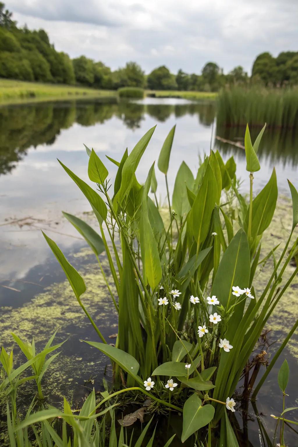 Sagittaria plants enhance geometric interest and beauty in your pond.