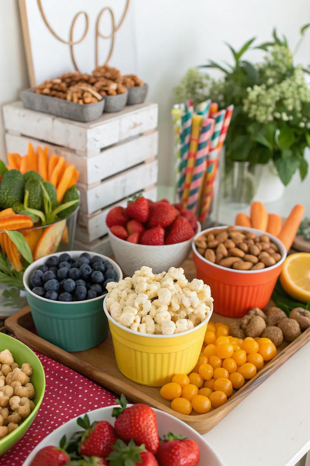 A snack station filled with garden-fresh treats.