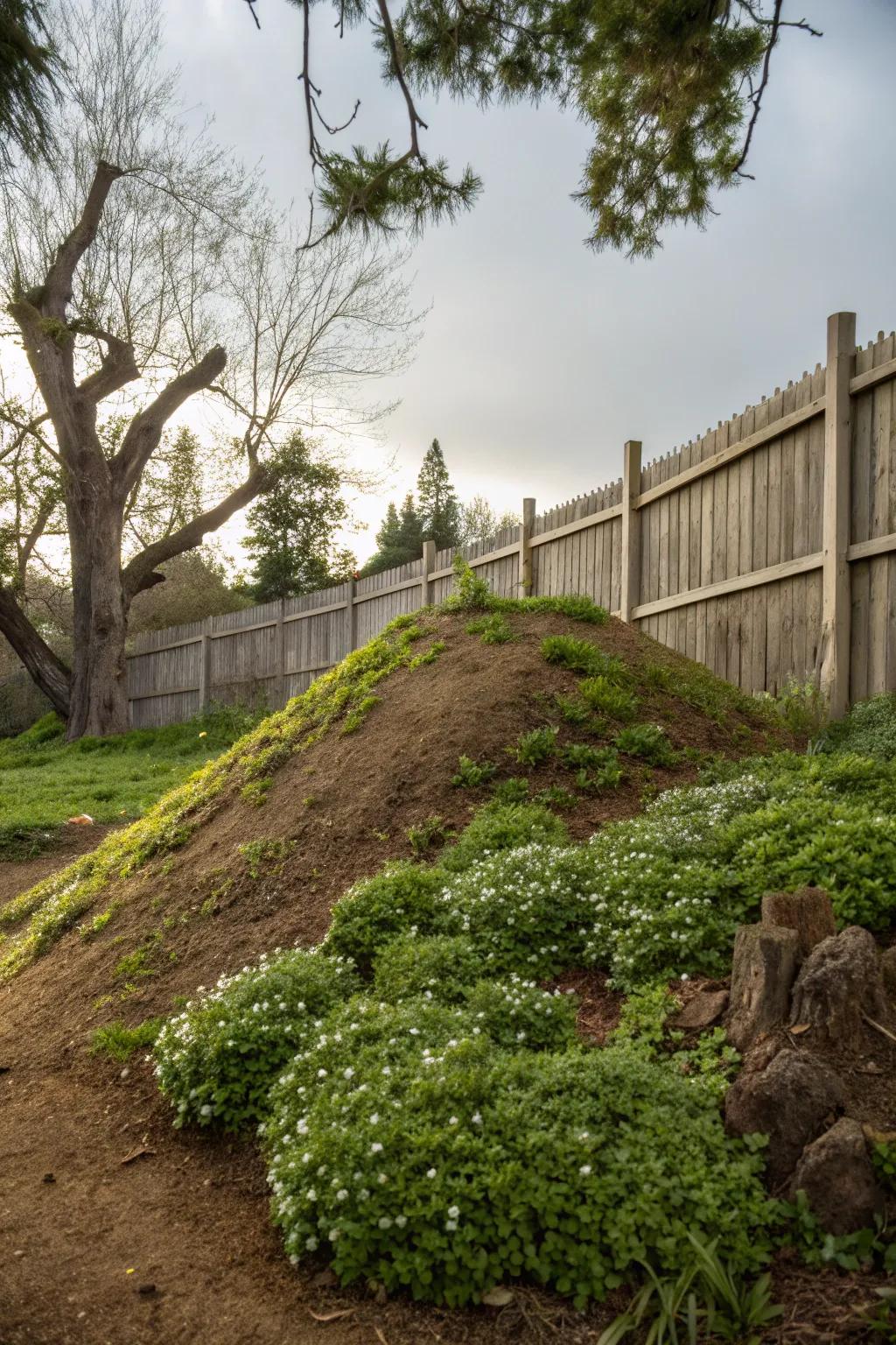 Soil mounds create a seamless transition.