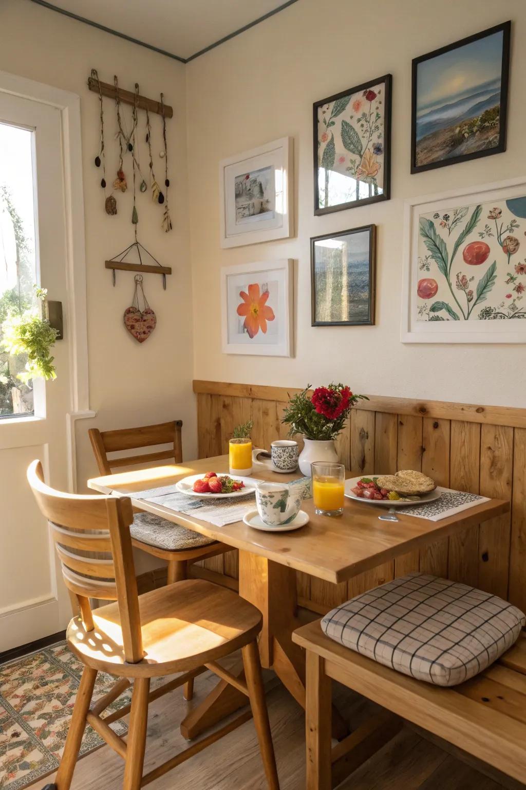 Art pieces personalize your nook and set the tone for the space.