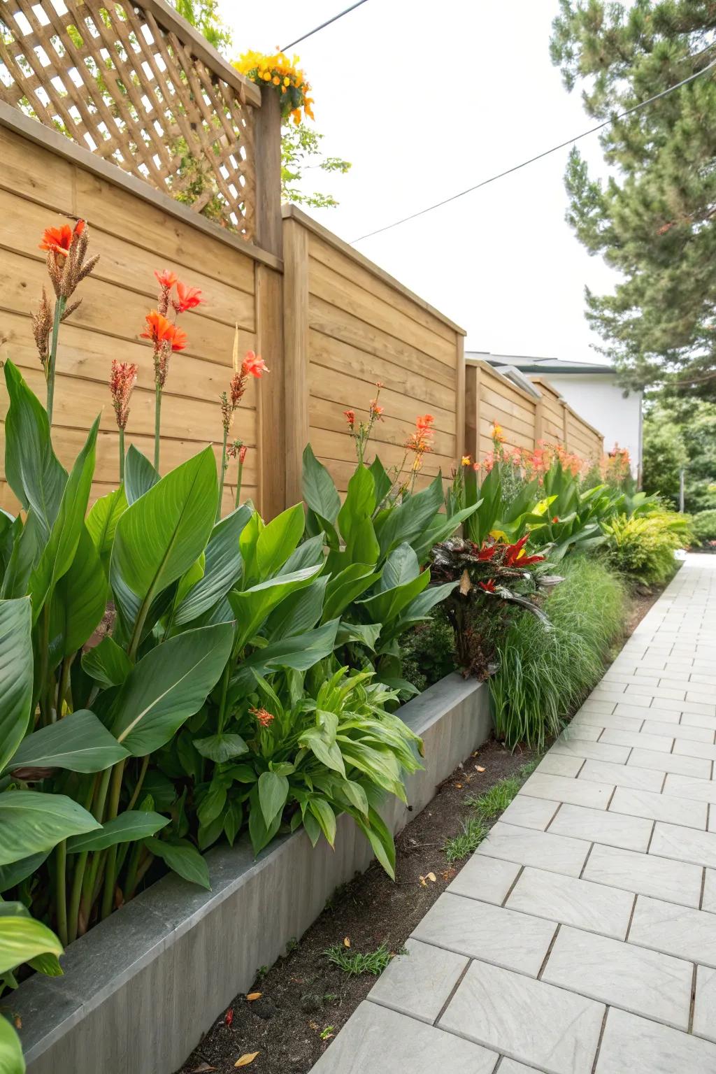 Tall glory plants delivering natural seclusion on a veranda.