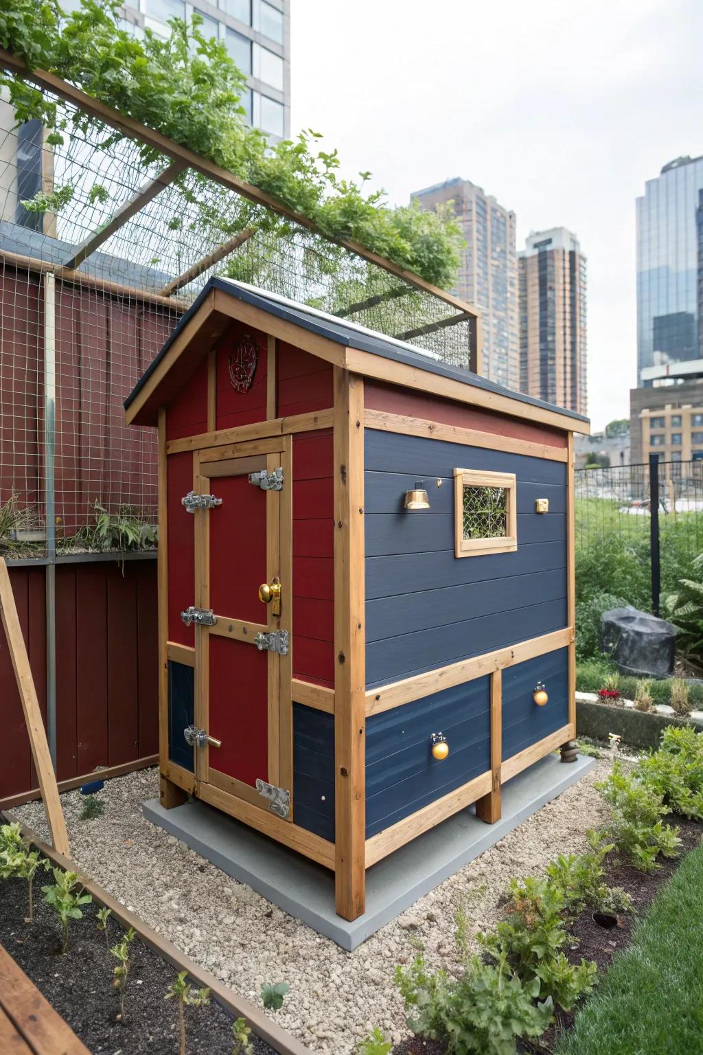 Discover the perfect urban sanctuary for your hens—where style meets function in a compact design.