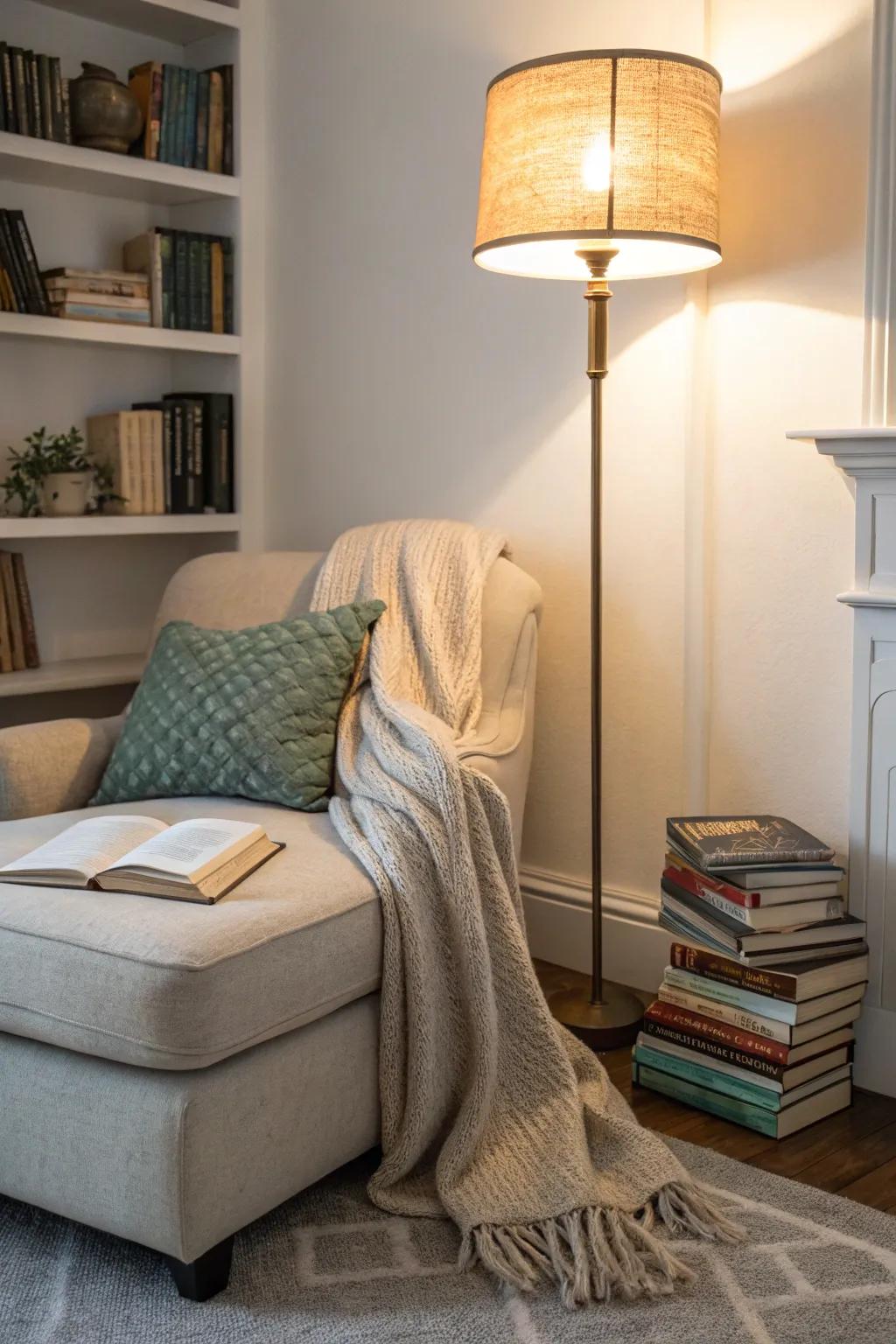 Transform a corner sofa into the perfect spot for a quiet reading retreat.
