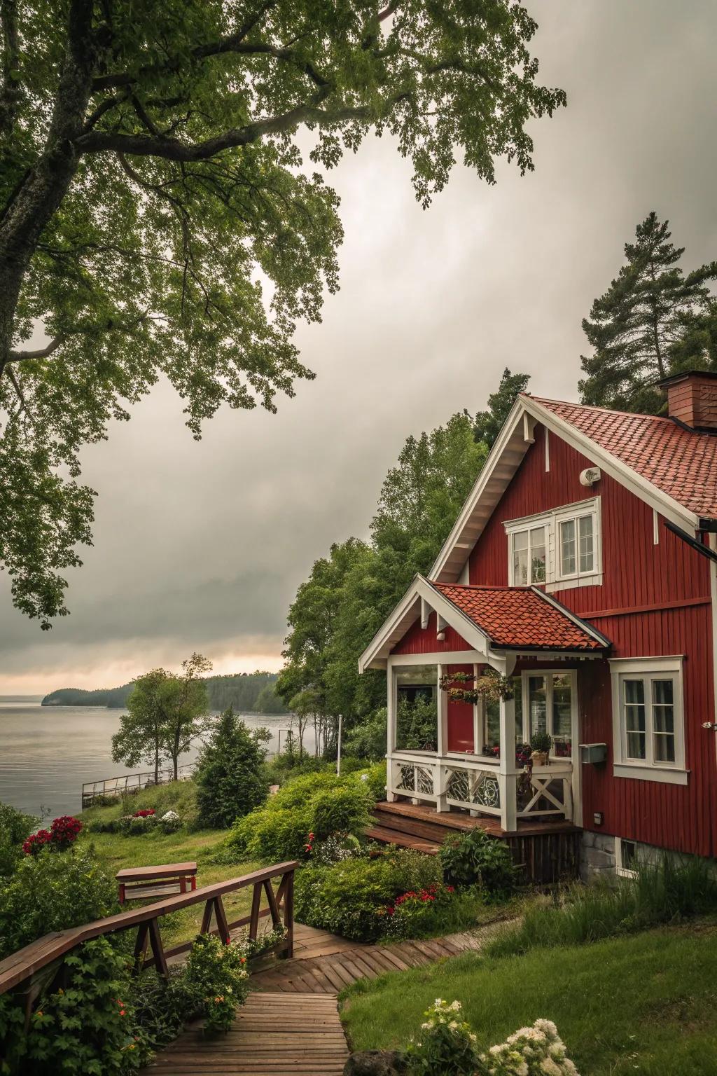 Command attention with a daring scarlet façade.