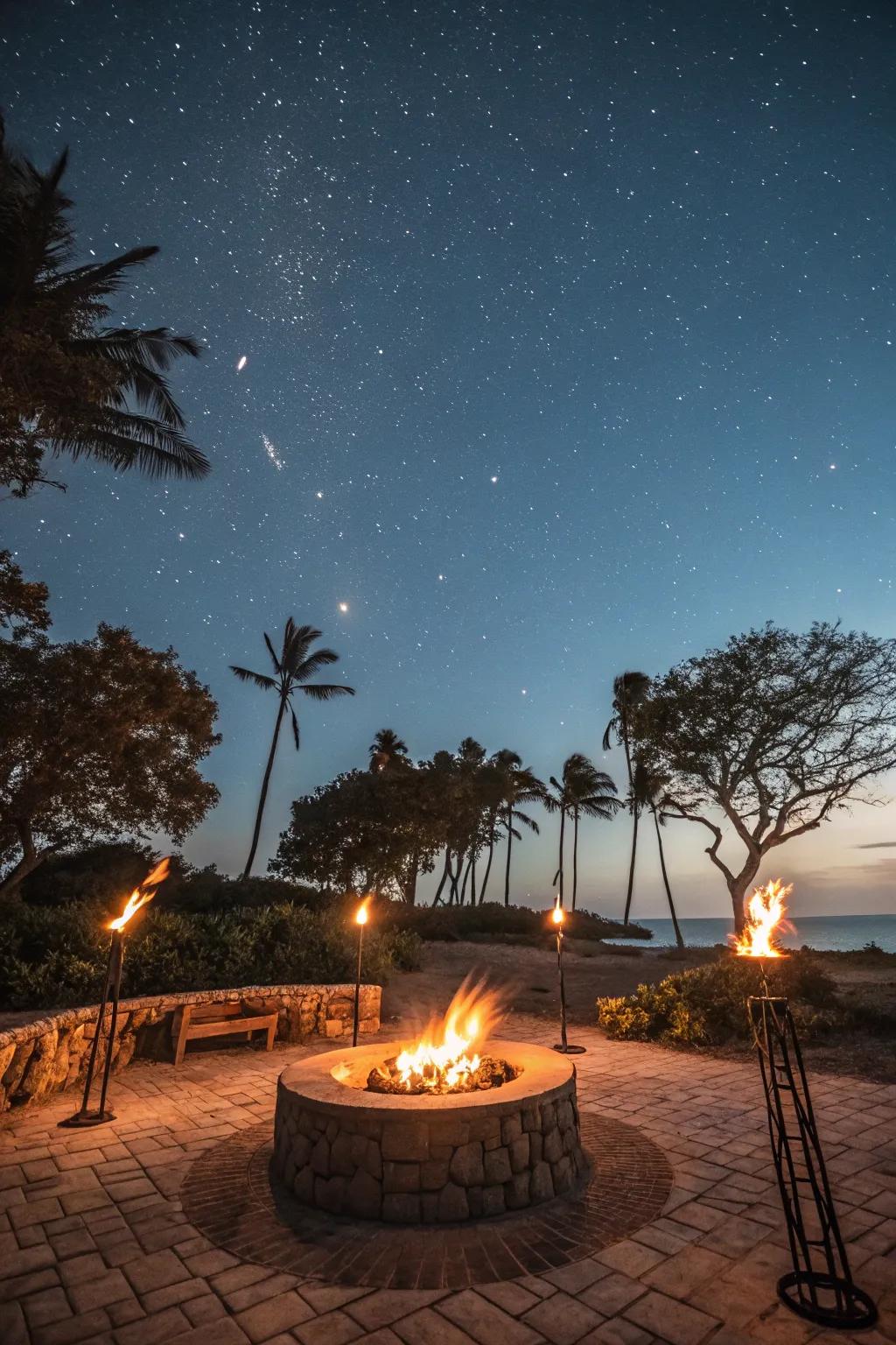 Torchlights append an exotic, lively atmosphere to your hearth precinct.