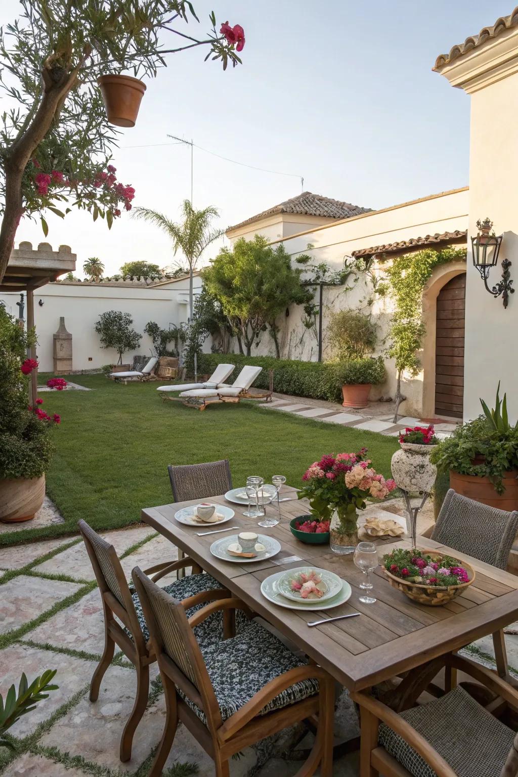 A multi-functional courtyard is perfect for dining and entertaining.