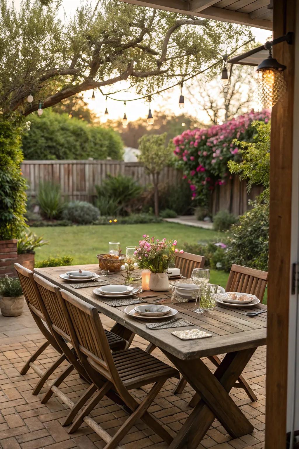 Outdoor dining areas are perfect for al fresco meals.