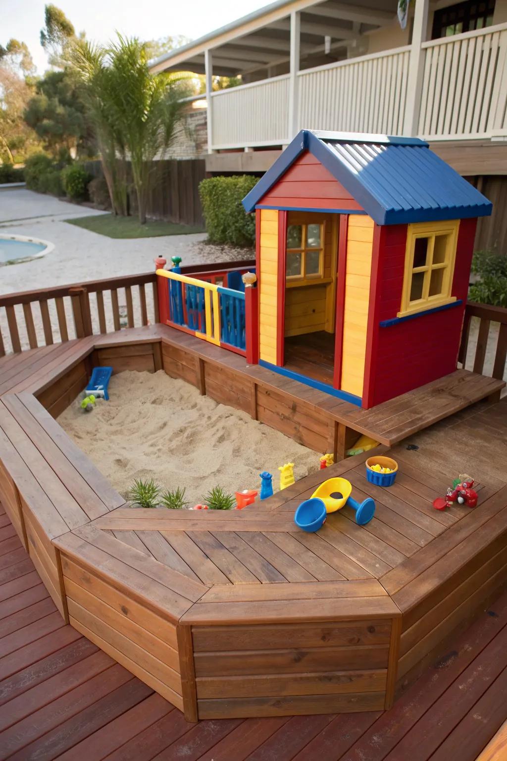 Unleash imagination with this vibrant play paradise on your deck.