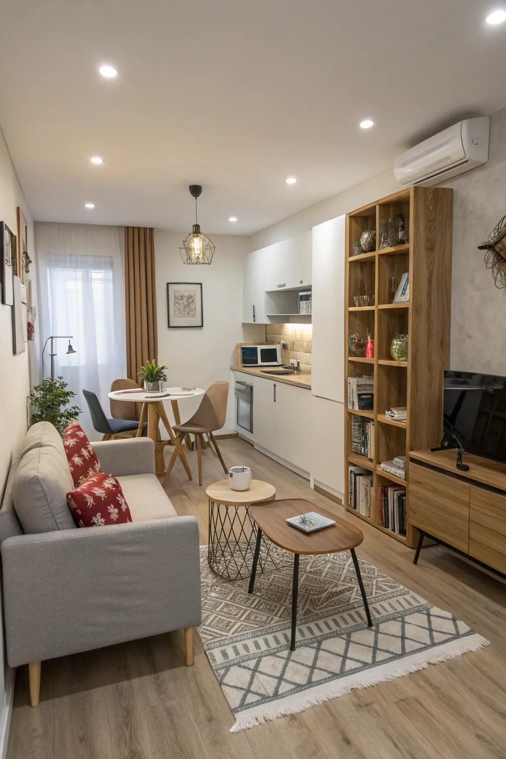 Thoughtful furniture placement can define spaces and improve flow.