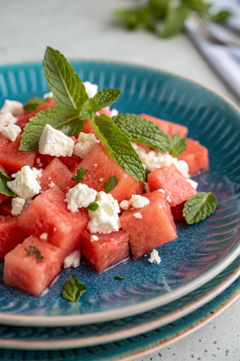 Relish the energizing partnership of melon and cheese within this summer salad.