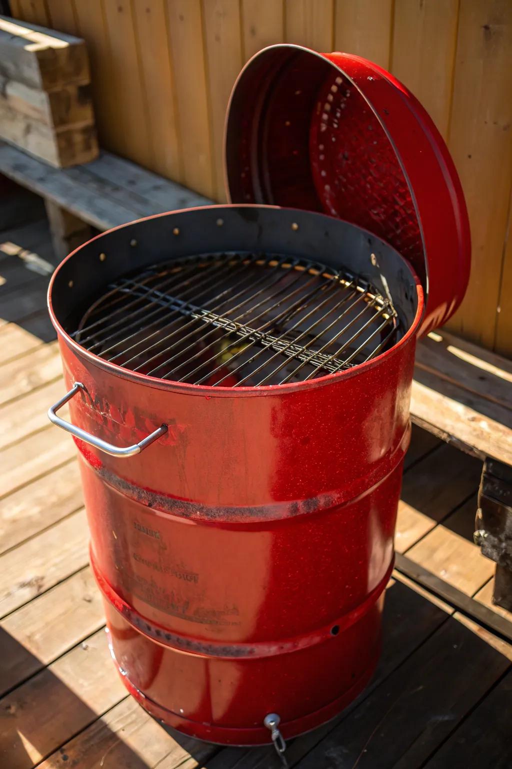 Turn heads at your next cookout with this bold upcycled metal drum grill!
