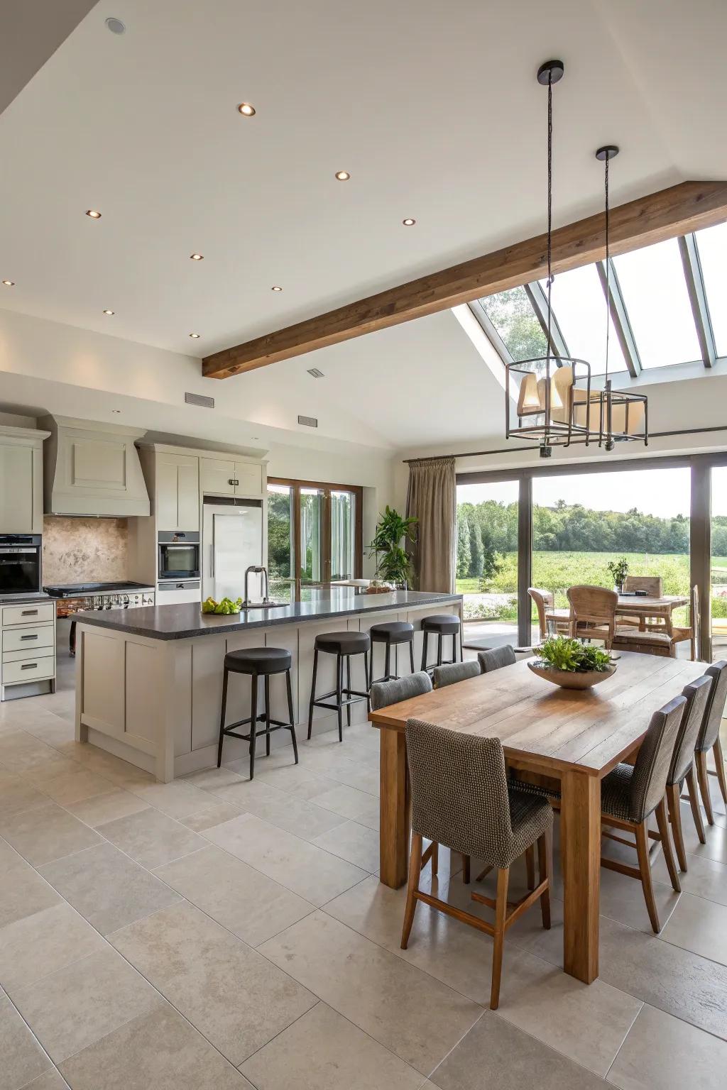 An open floor plan that enhances social interaction and space.