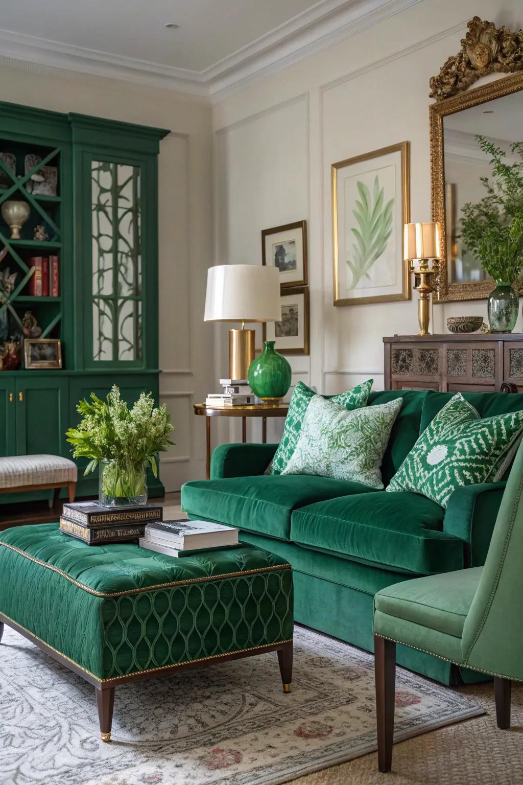 Varied mix of old and new styles in verdant decor.