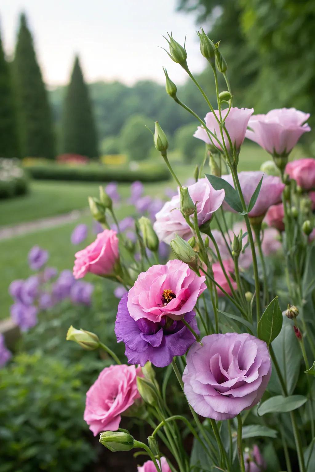 Lisianthus offers rose-like beauty with a touch of sophistication.