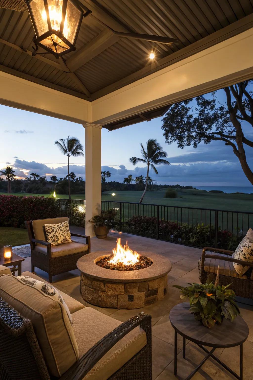 Gather around a fire feature for cozy nights outdoors.
