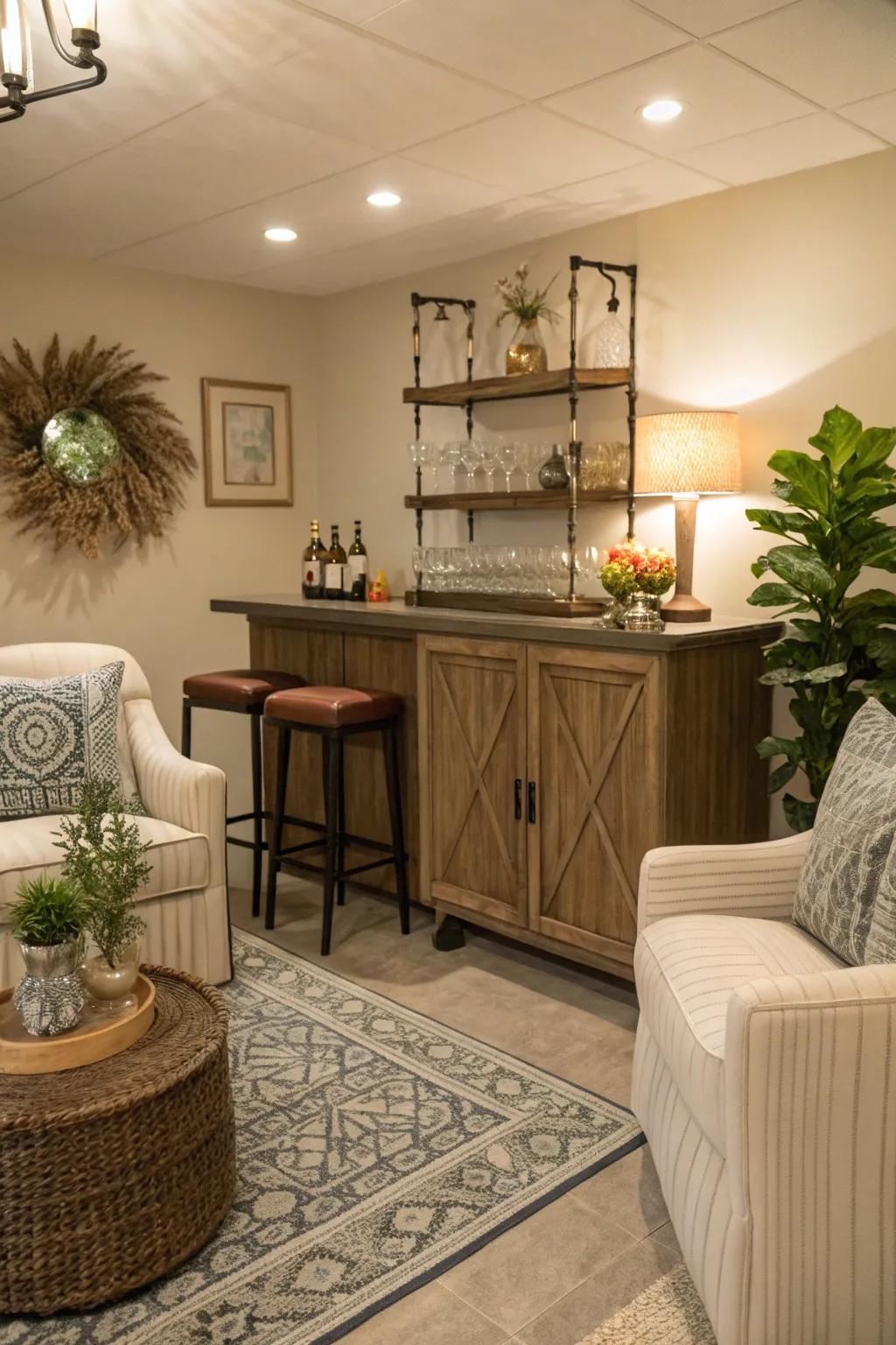 A cozy corner bar that invites intimate gatherings.