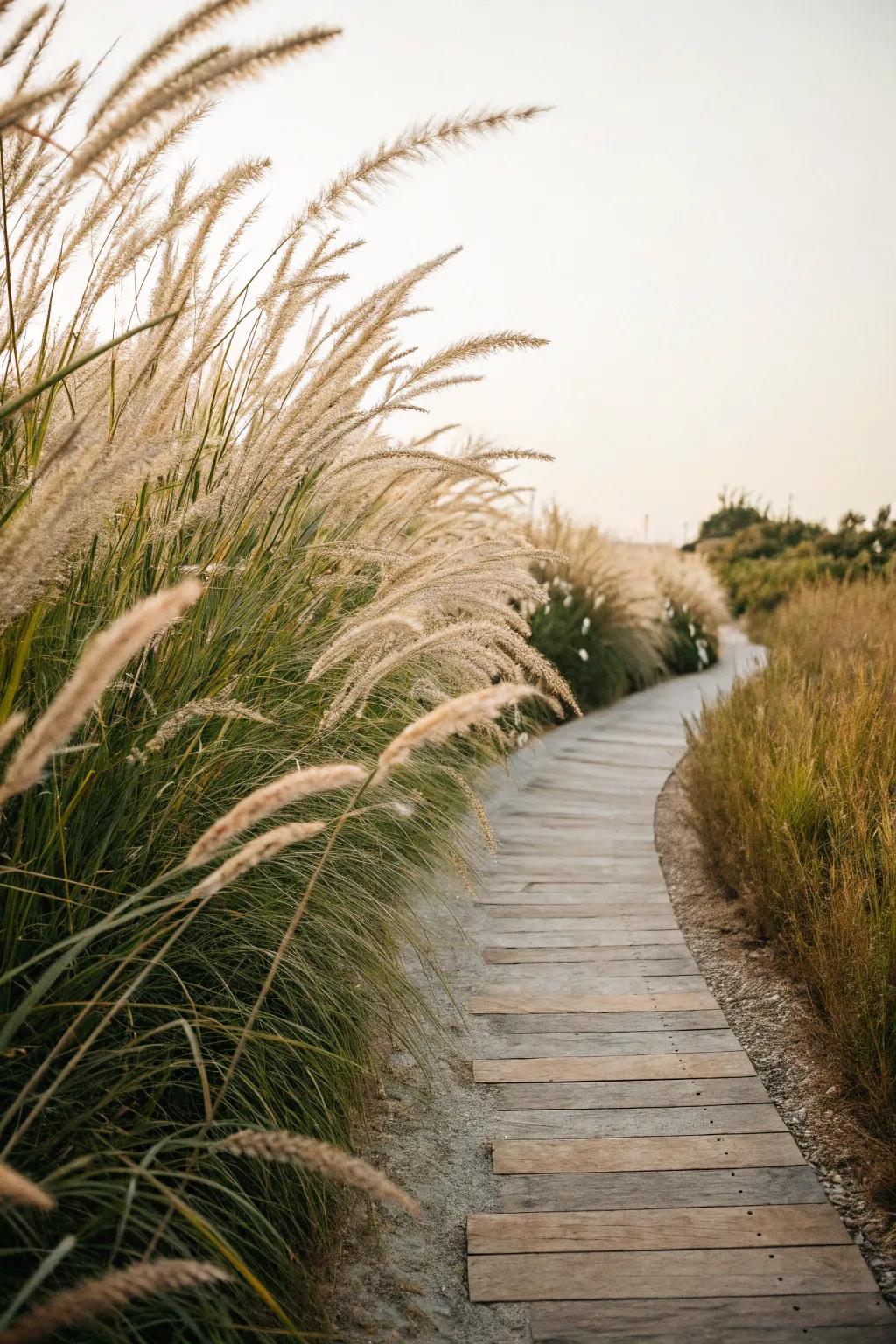 Ornamental grasses impart texture and motion to your gateway.