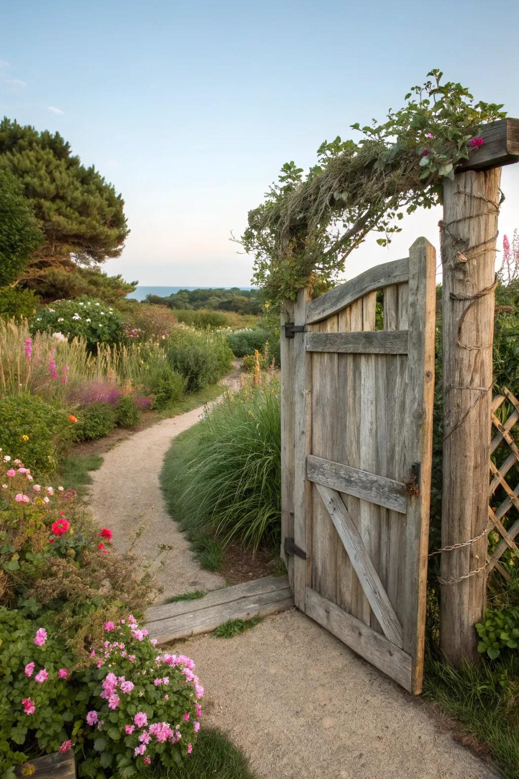 Rustic wood gates add warmth and charm to any home.