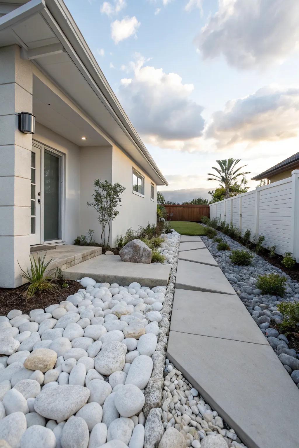 Make a big impact in small spaces with white rocks.