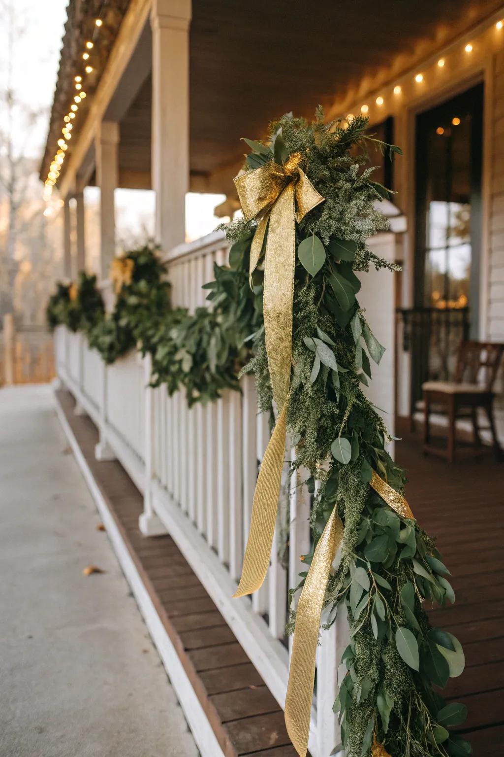 Gilded accents append a hint of festive glamour to your garland.