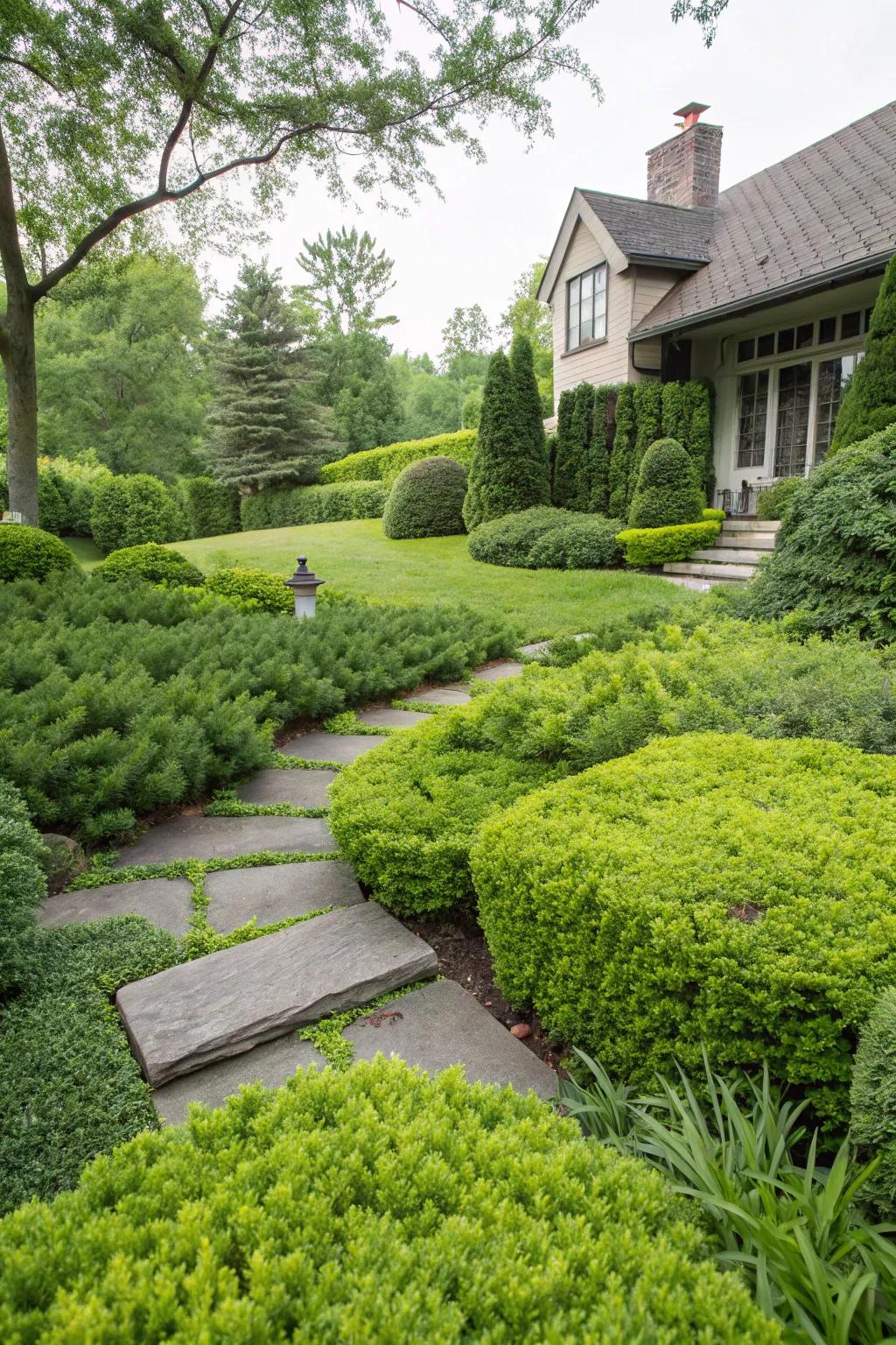 Evergreen groundcovers deliver low-upkeep beauty.