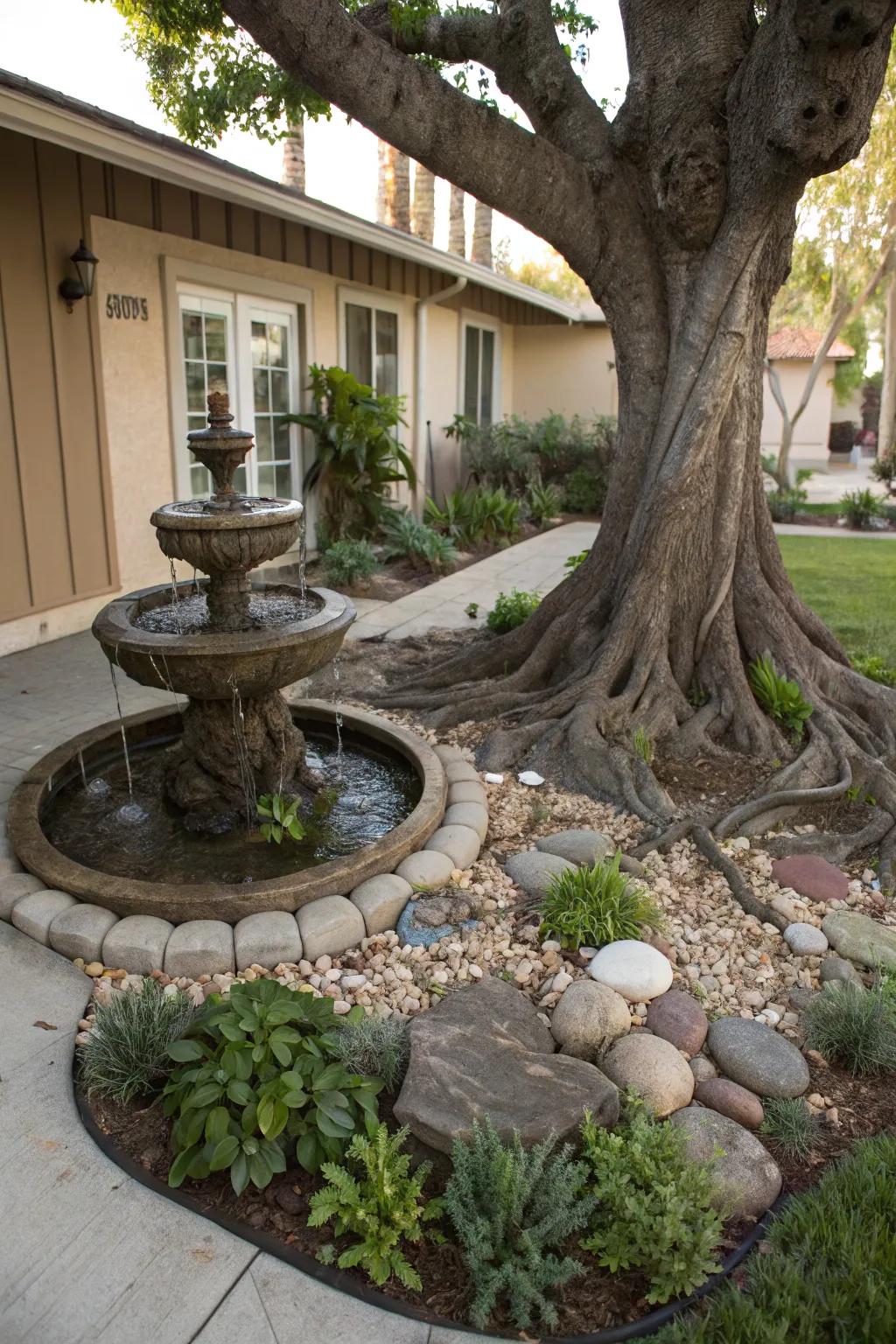 A water element introduces serenity and allure to your tree's landscape.