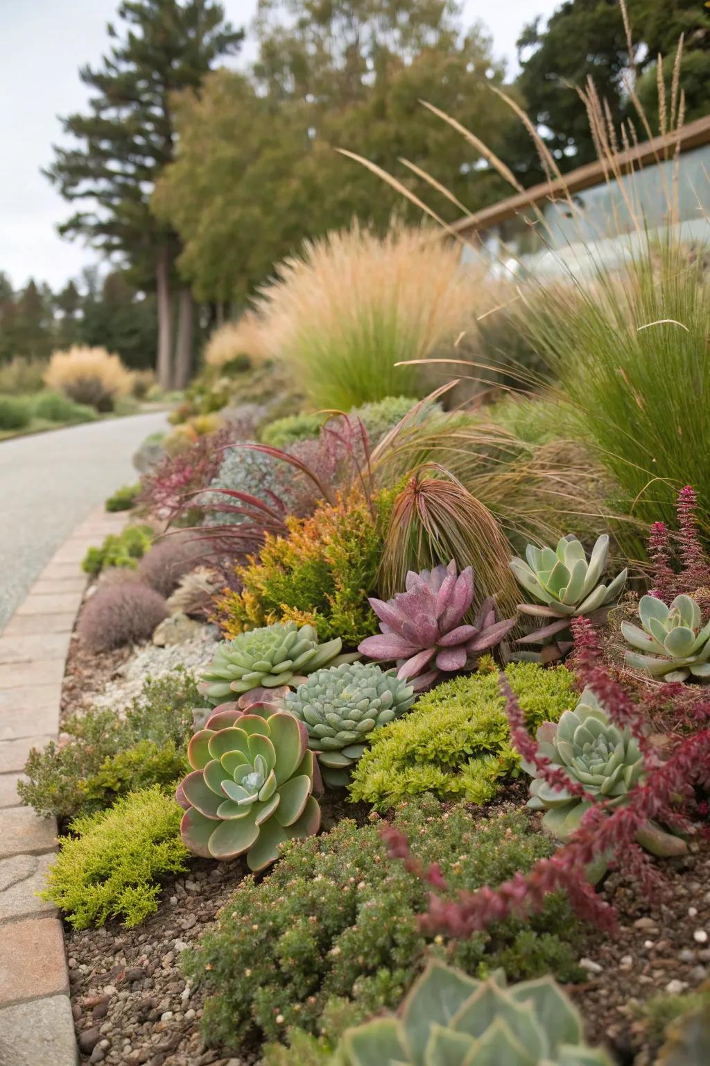 Combined foliage produces dynamic garden views.
