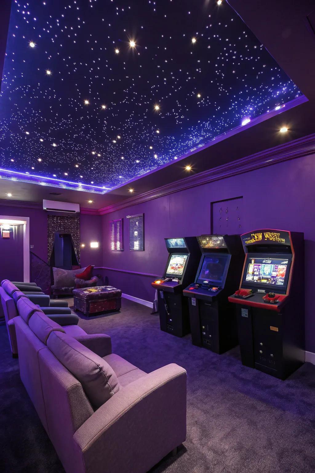 Cosmic colors inspire imagination and a sense of creativity in the game room.