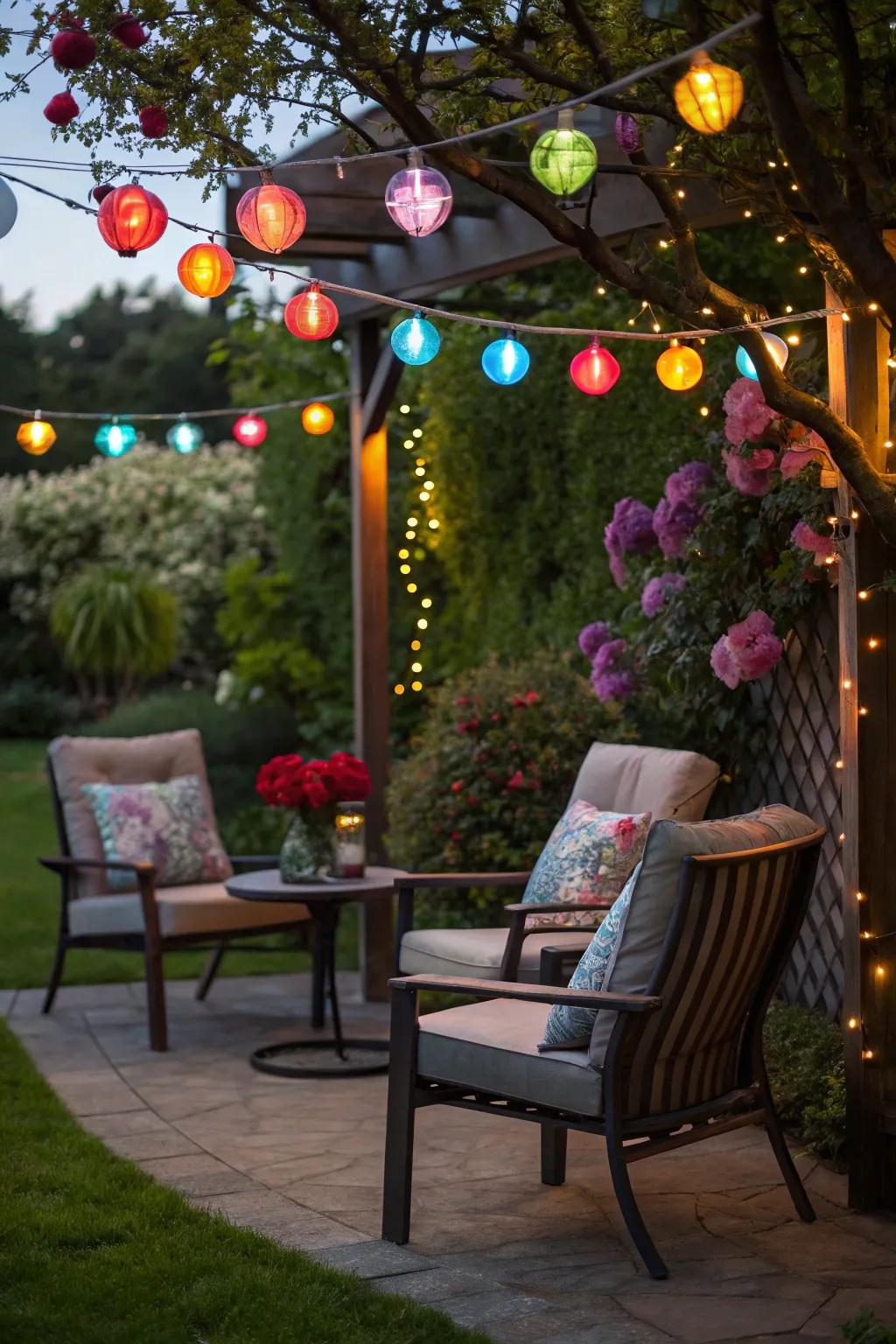 Inject a burst of hue with playful solar lights.