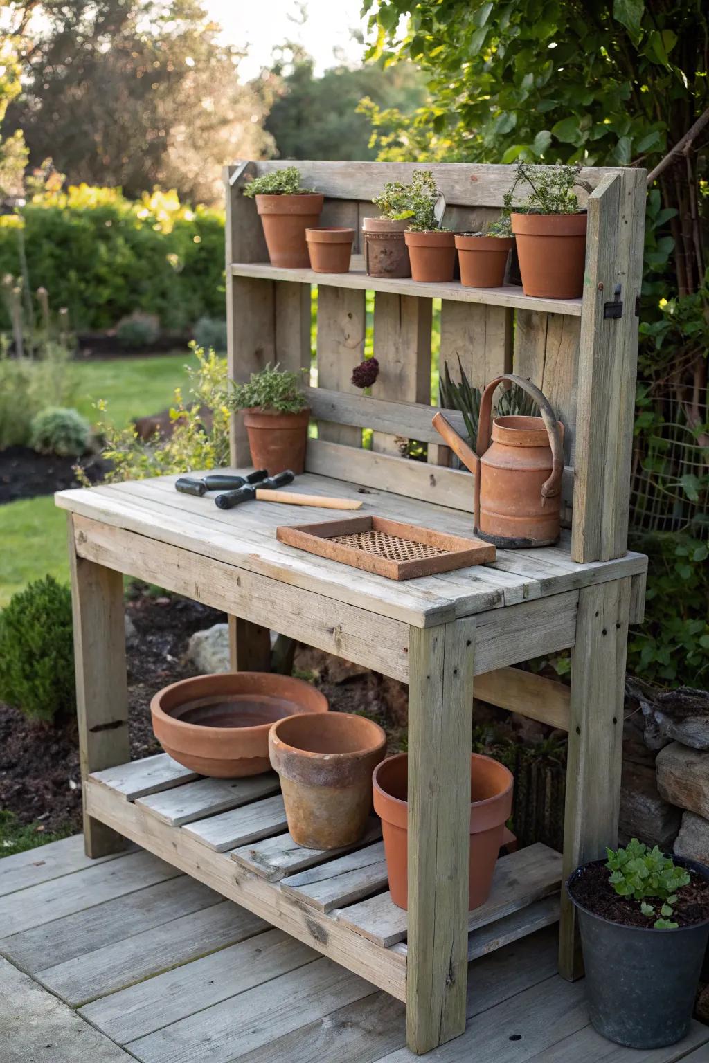 Transform your garden with a charming potting bench that blends style and function. 🌿🛠️