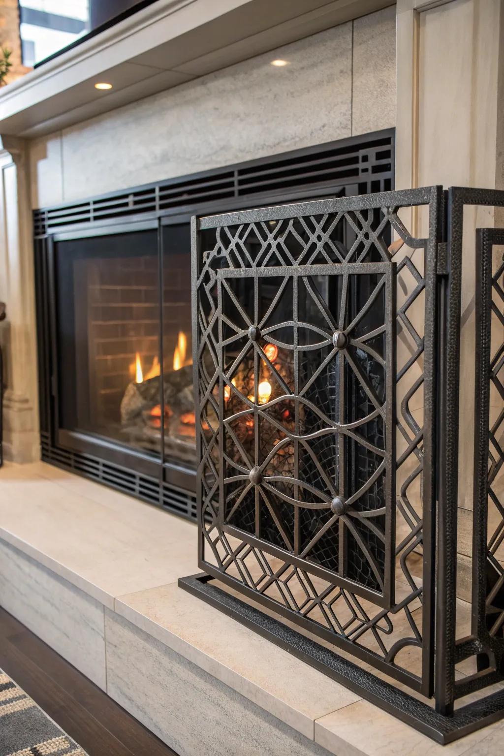 Transform your space with industrial elegance: the perfect metal accent for your fireplace.