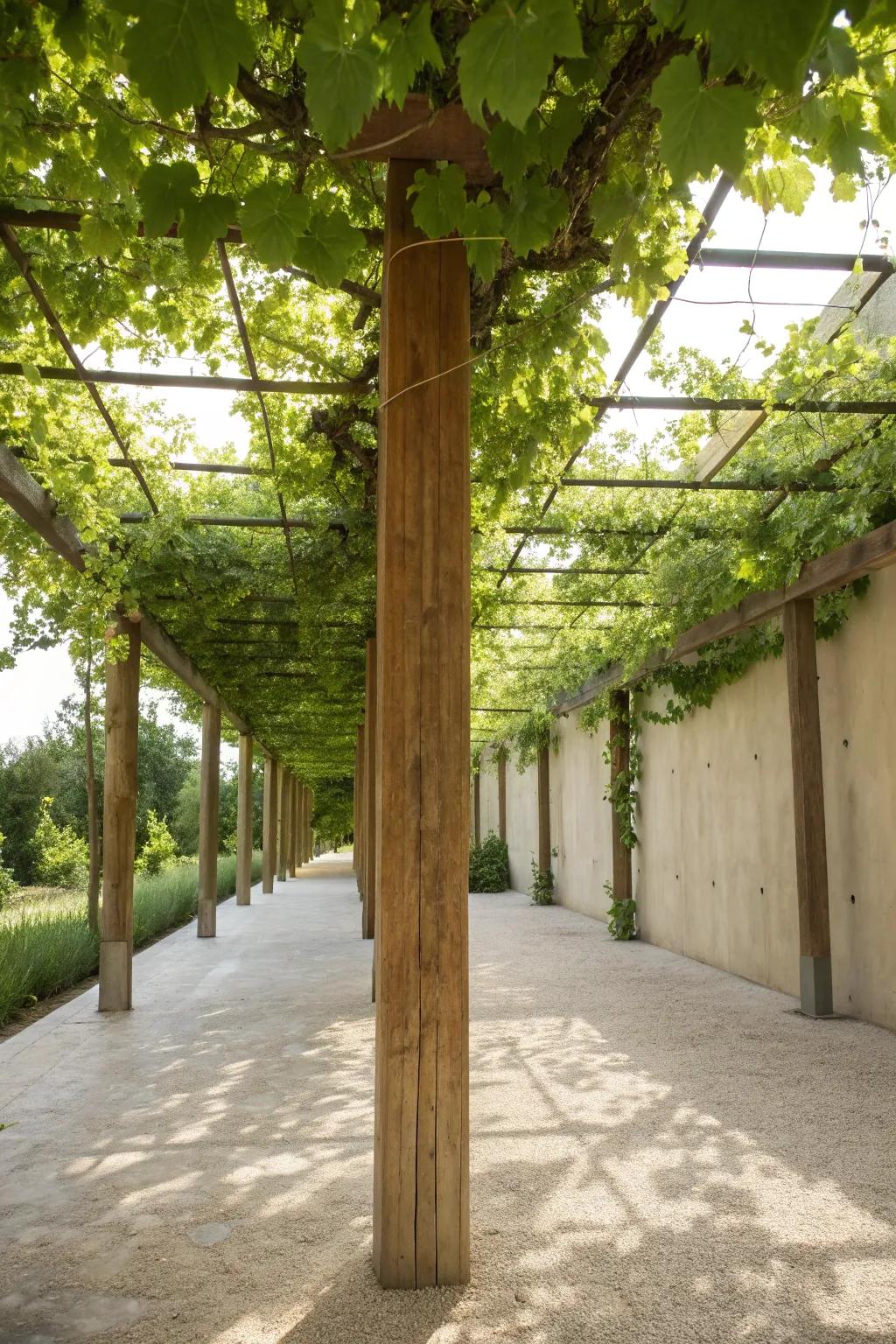 Step into a serene oasis with this floating grapevine canopy, where nature's artistry meets minimalist elegance.